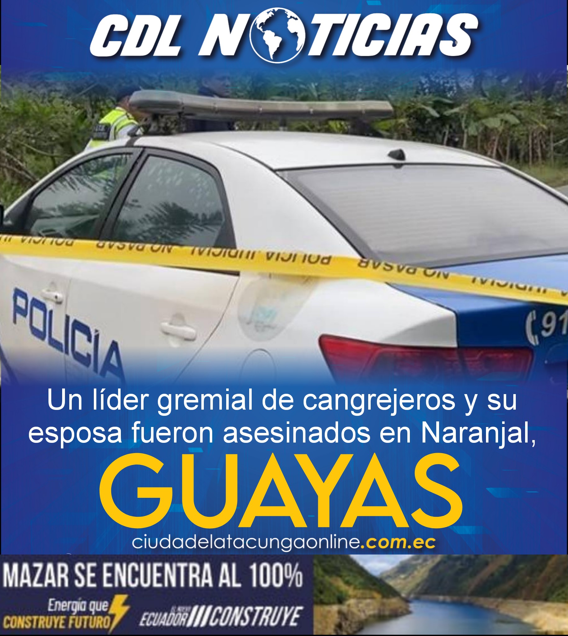 Un líder gremial de cangrejeros y su esposa fueron ase sinados en Naranjal, Guayas