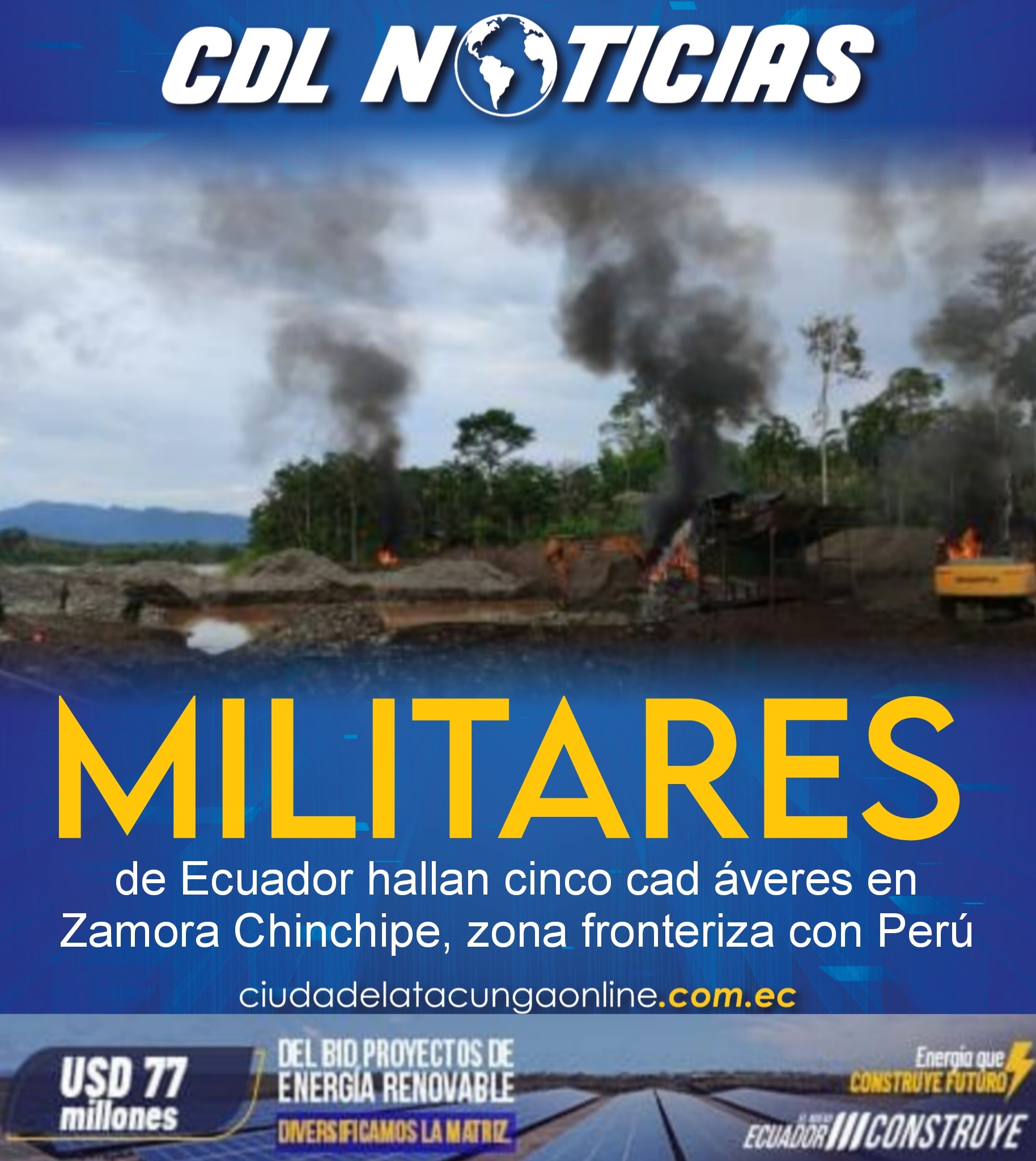Militares de Ecuador hallan cinco cad áveres en Zamora Chinchipe, zona fronteriza con Perú