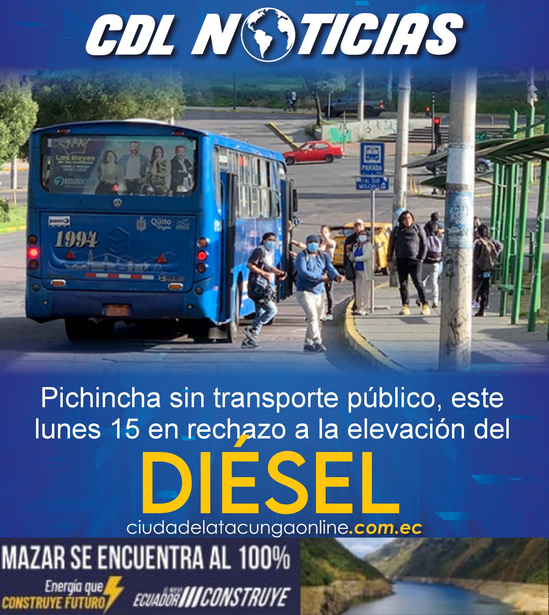 Pichincha sin transporte público, este lunes 15 en rechazo a la elevación del diésel
