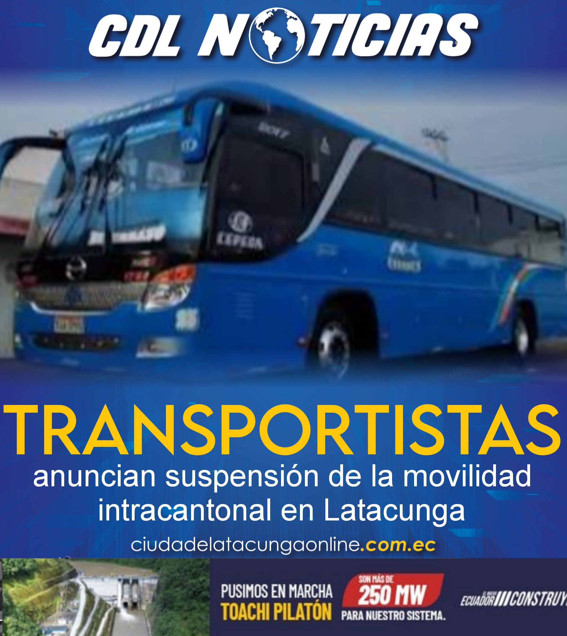 Transportistas anuncian suspensión de la movilidad intracantonal en Latacunga