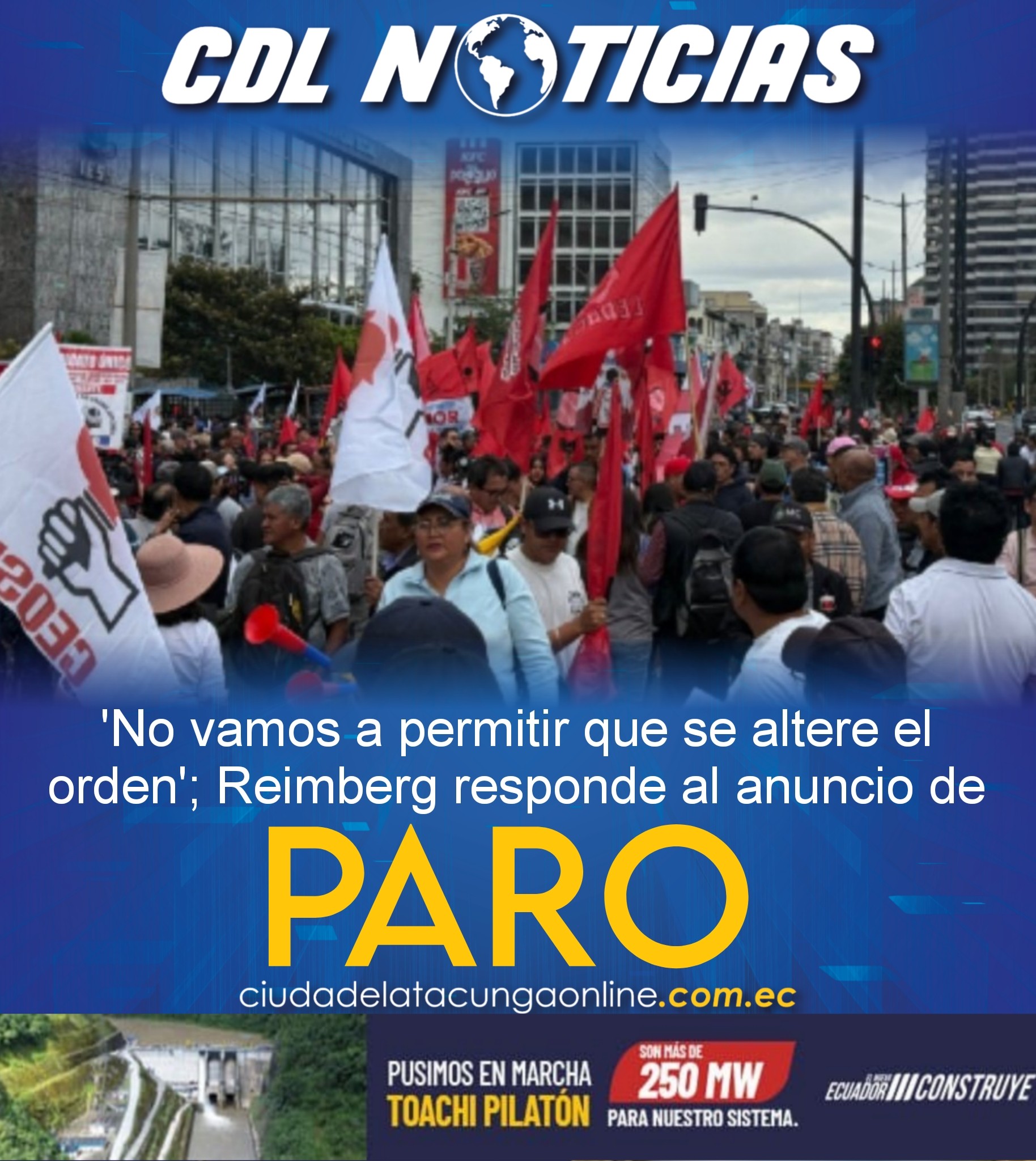 ‘No vamos a permitir que se altere el orden’; Reimberg responde al anuncio de paro