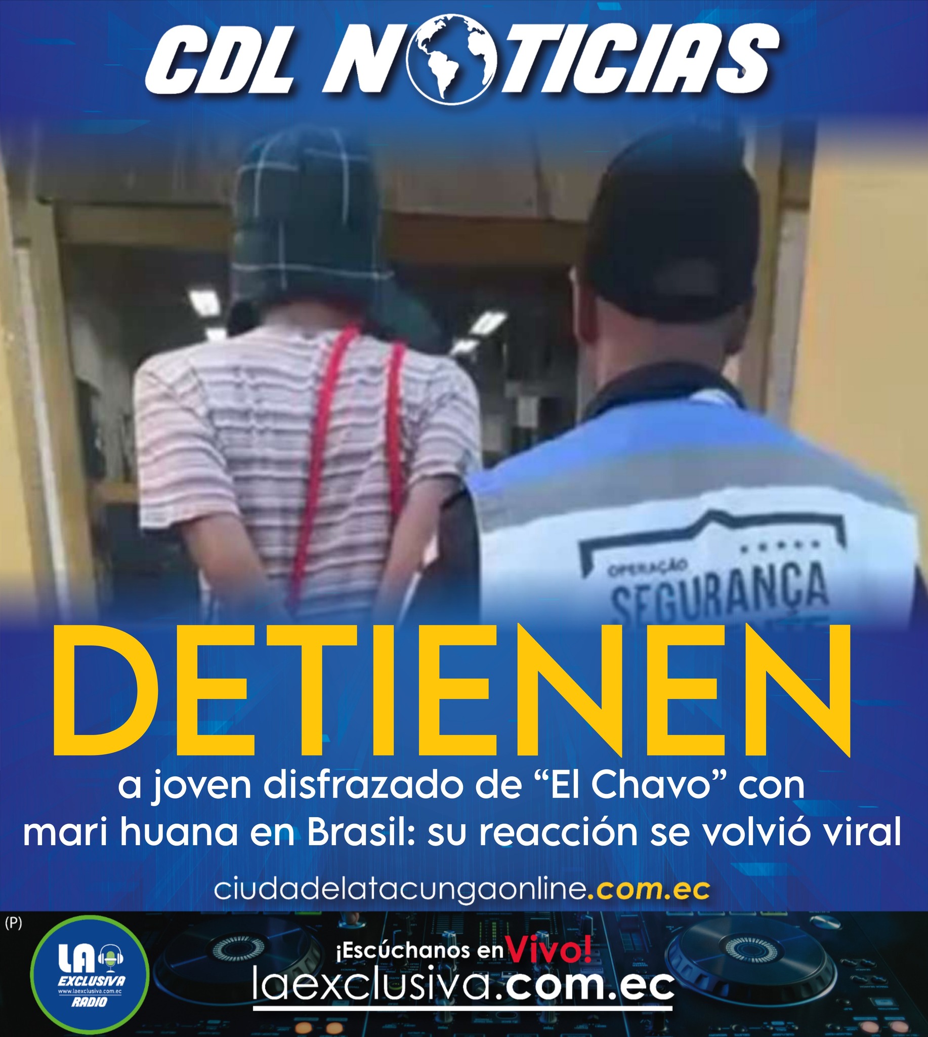 Detienen a joven disfrazado de “El Chavo” con mari huana en Brasil: su reacción se volvió viral