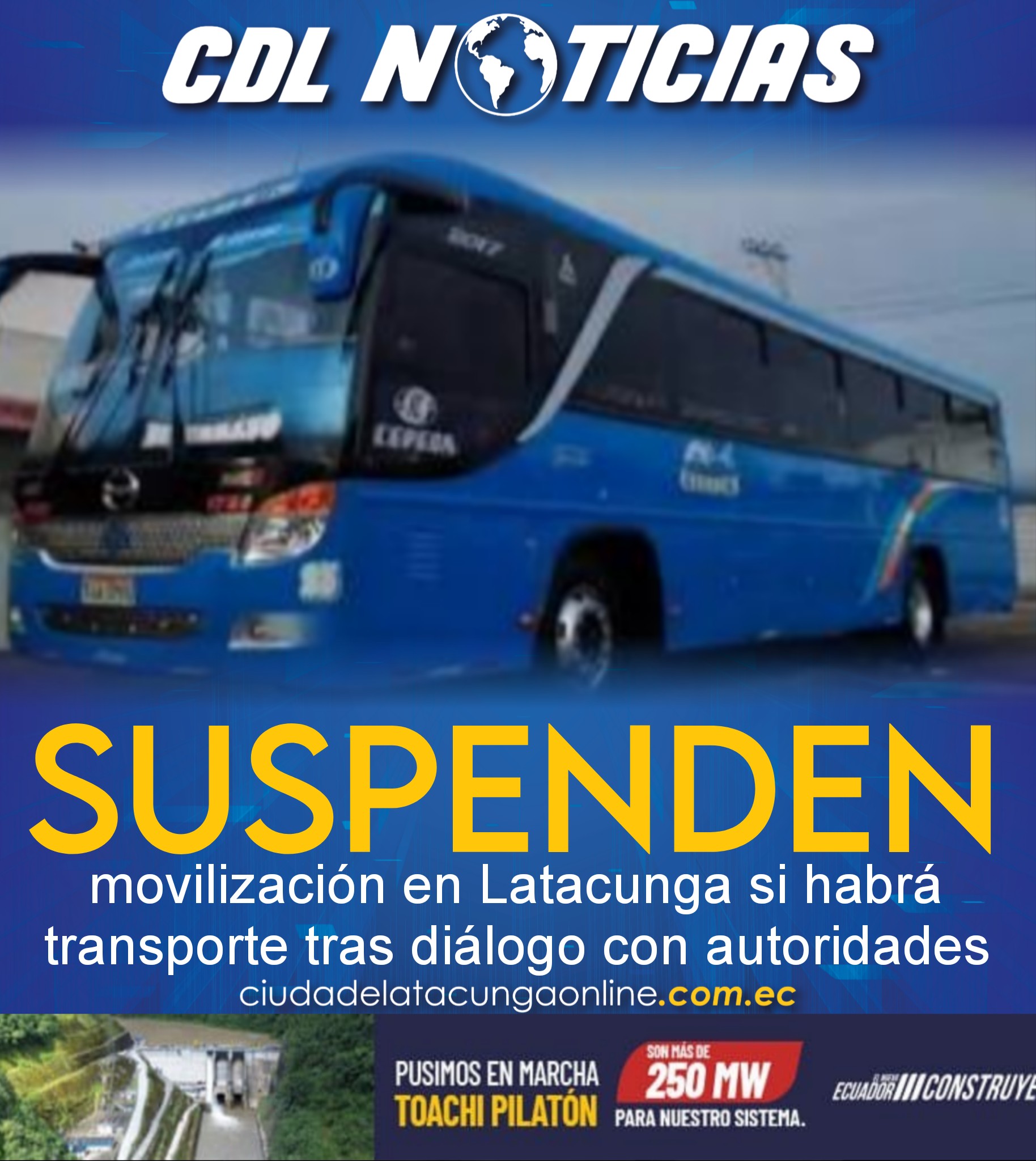 Suspenden movilización en Latacunga, si habrá transporte tras diálogo con autoridades