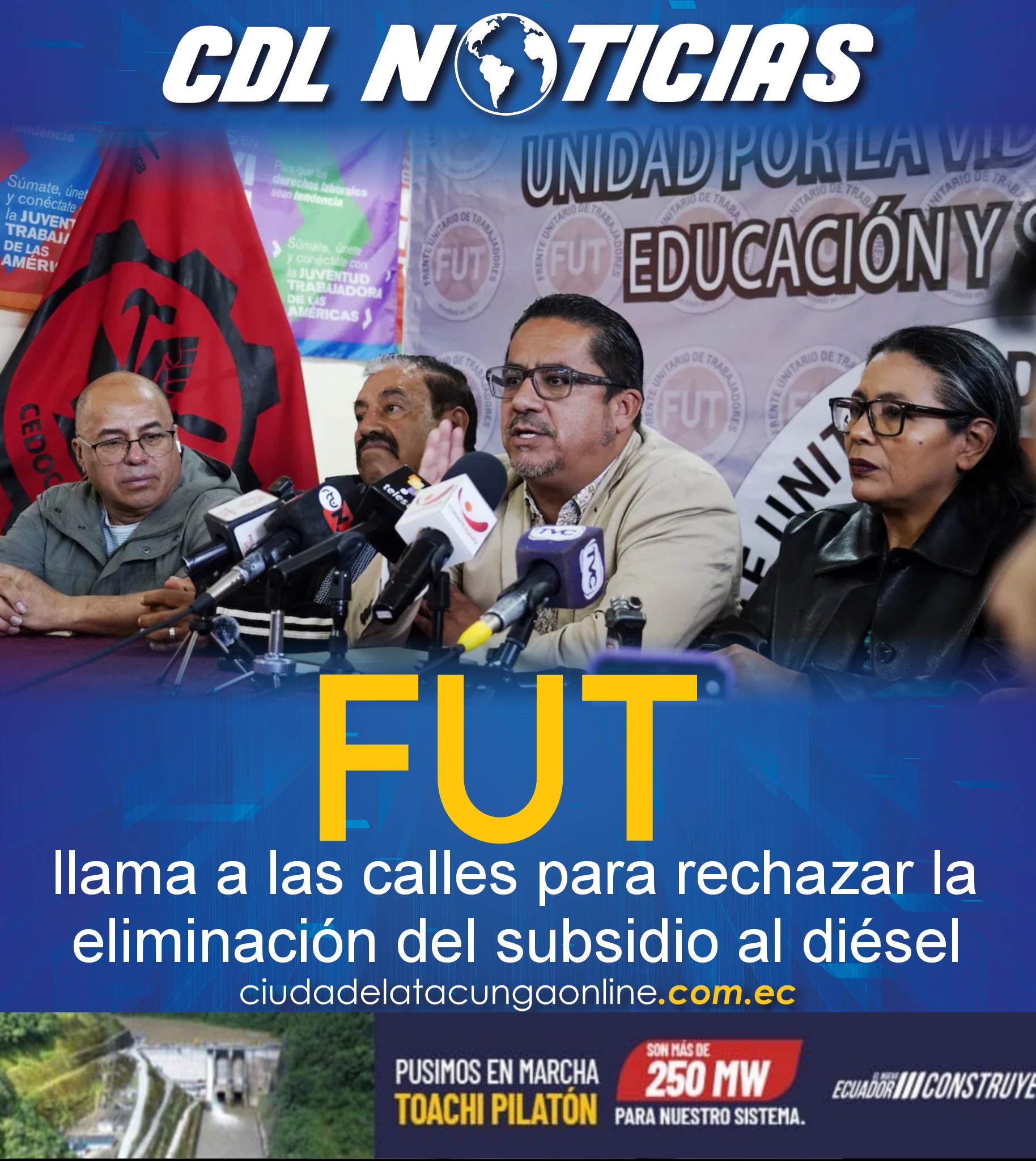 FUT llama a las calles para rechazar la eliminación del subsidio al diésel