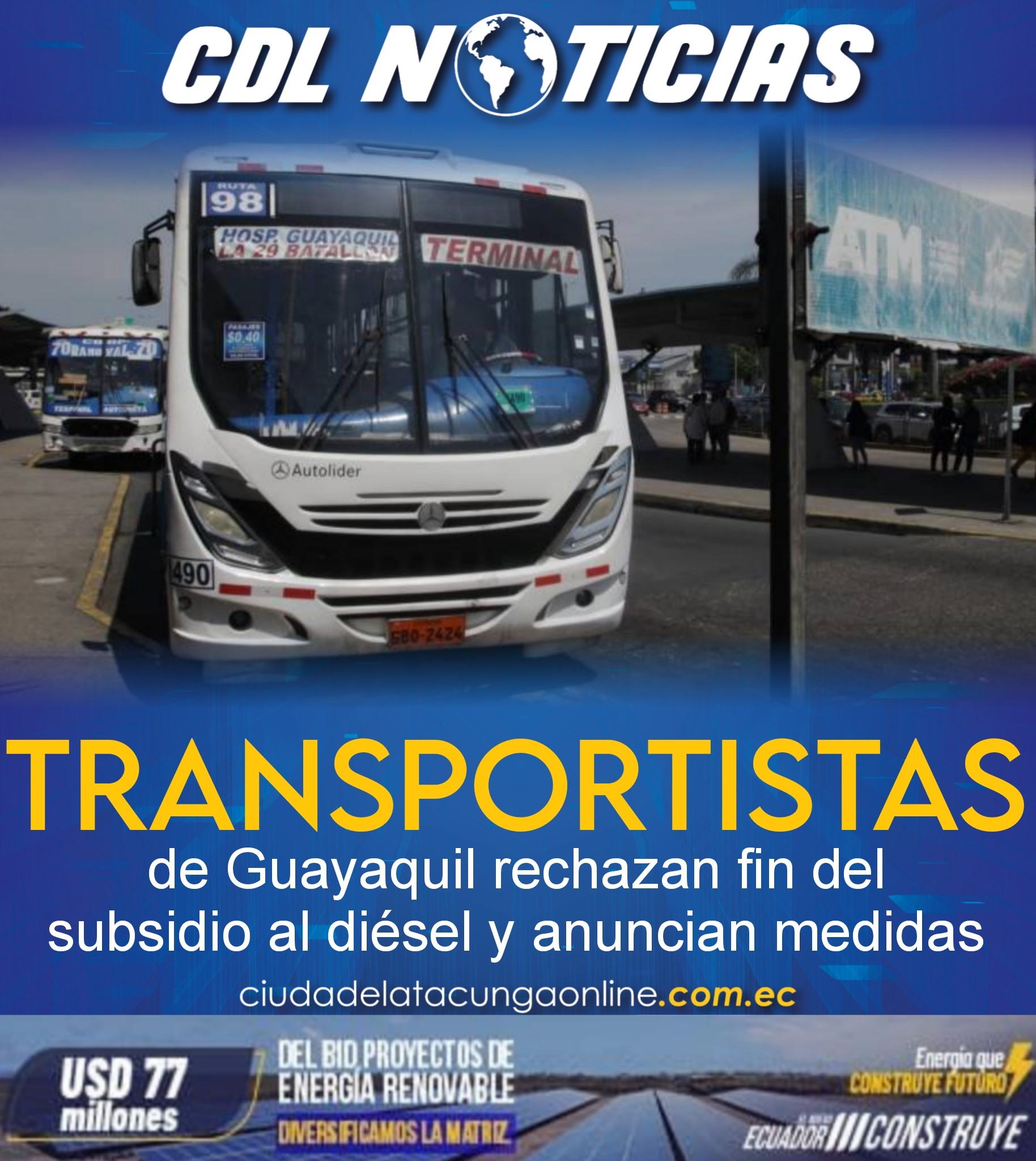 Transportistas de Guayaquil rechazan fin del subsidio al diésel y anuncian medidas