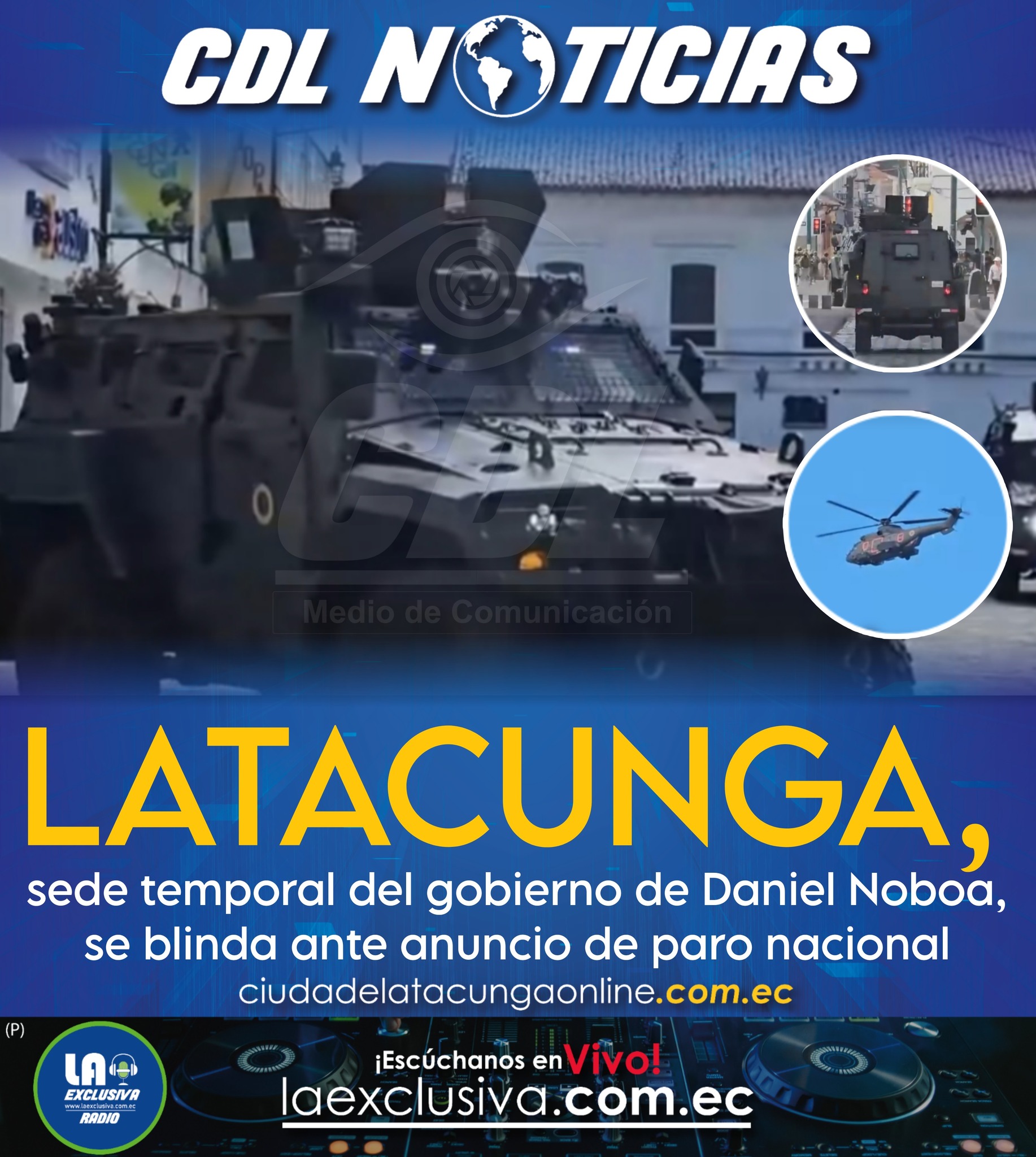 Latacunga, sede temporal del gobierno de Daniel Noboa, se blinda ante anuncio de paro nacional