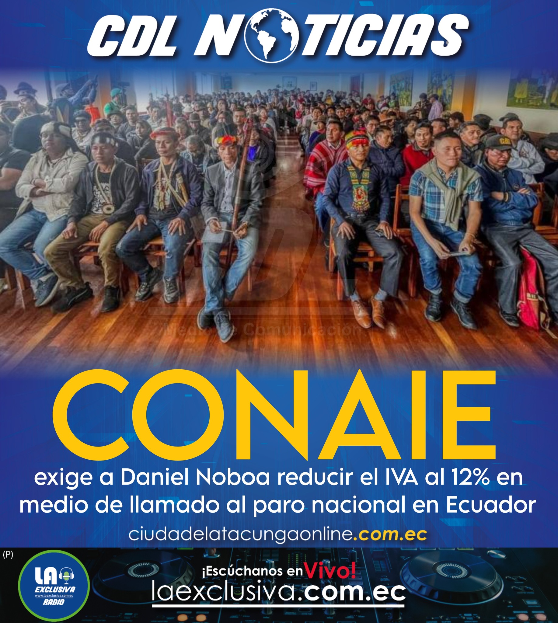 Conaie exige a Daniel Noboa reducir el IVA al 12% en medio de llamado al paro nacional en Ecuador