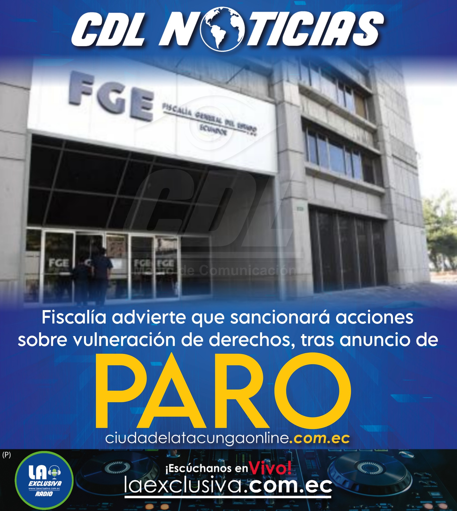 Fiscalía advierte que sancionará acciones sobre vulneración de derechos, tras anuncio de paro