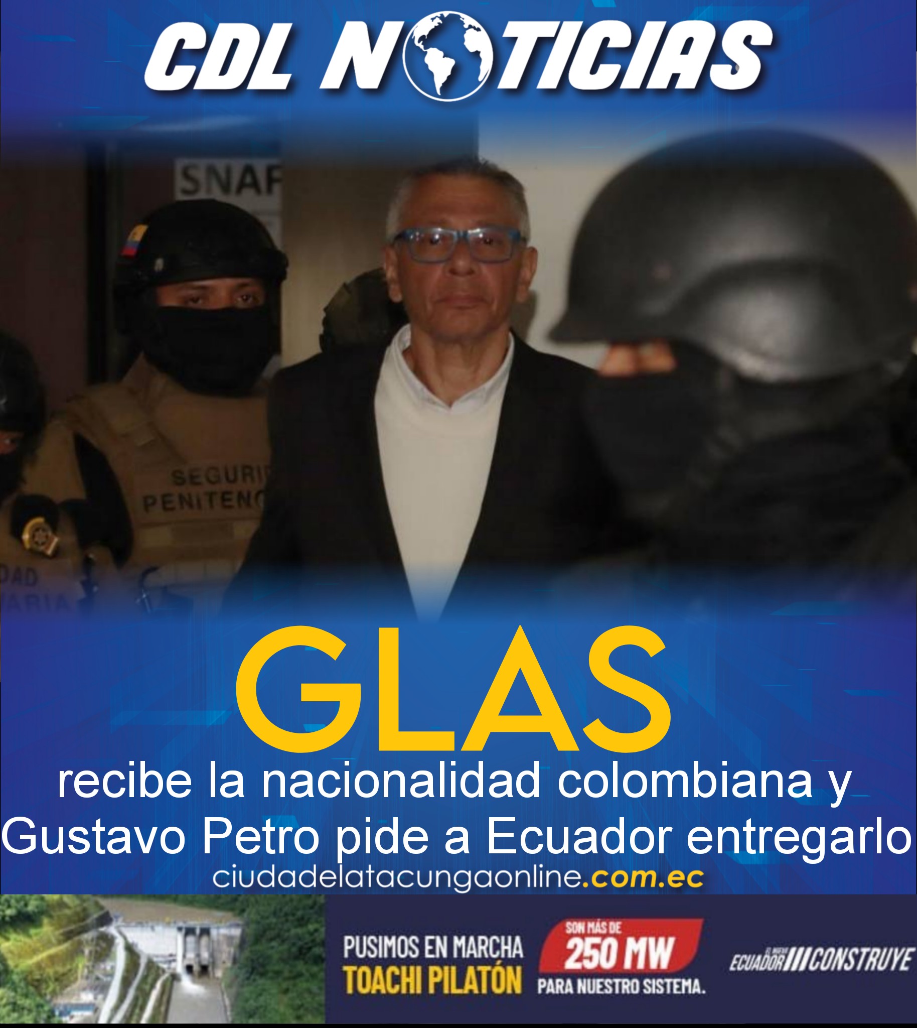 Jorge Glas recibe la nacionalidad colombiana y Gustavo Petro pide a Ecuador entregarlo
