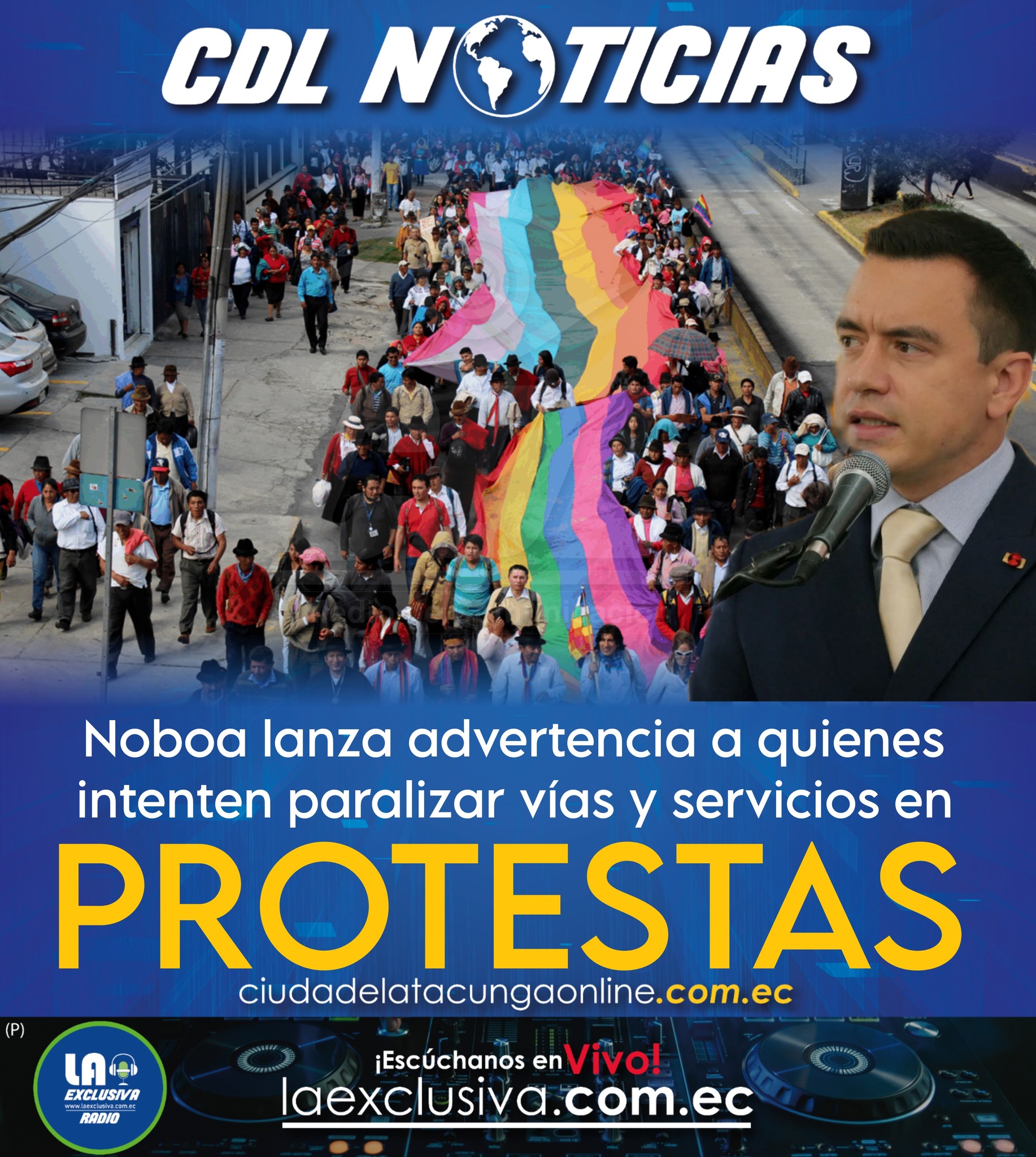Daniel Noboa lanza advertencia a quienes intenten paralizar vías y servicios en protestas