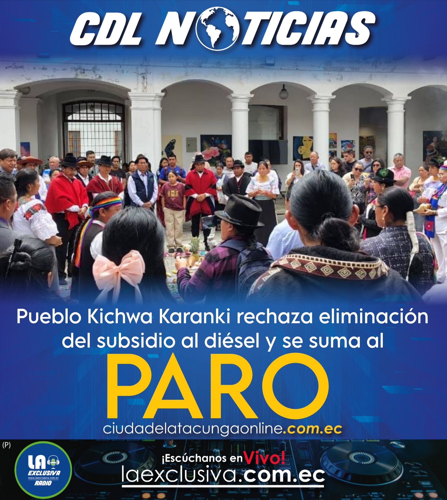 Pueblo Kichwa Karanki rechaza eliminación del subsidio al diésel y se suma al paro