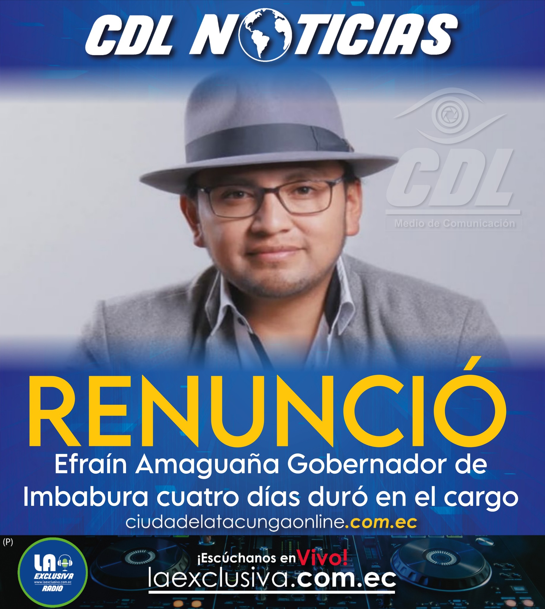 Renunció Efraín Amaguaña Gobernador de Imbabura cuatro días duró en el cargo