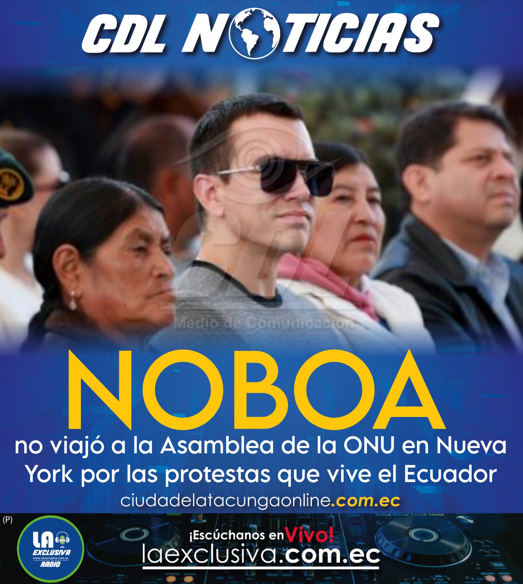 Noboa no viajó a la Asamblea de la ONU en Nueva York por las protestas que vive el Ecuador