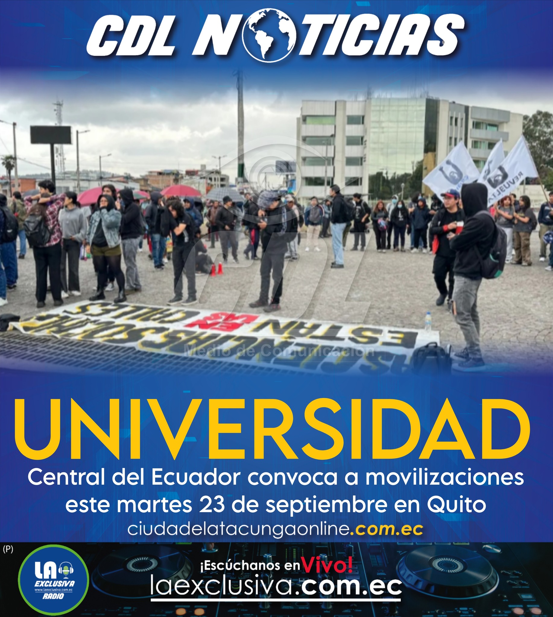 Universidad Central del Ecuador convoca a movilizaciones este martes 23 de septiembre en Quito
