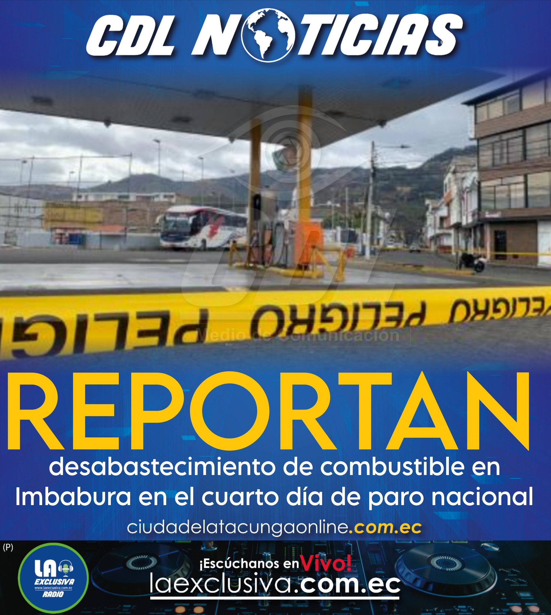 Reportan desabastecimiento de combustible en Imbabura en el cuarto día de paro nacional