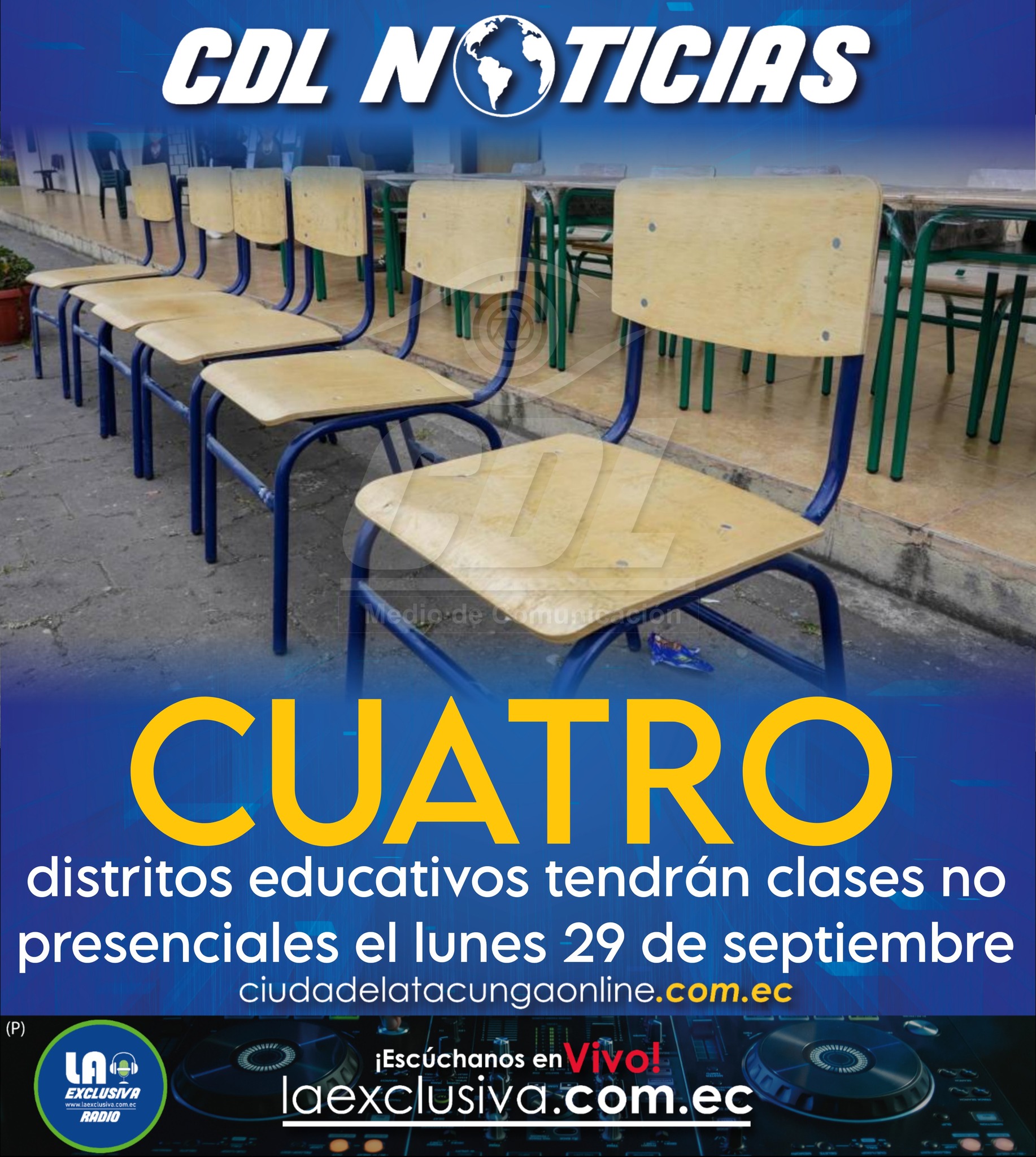 Cuatro distritos educativos tendrán clases no presenciales el lunes 29 de septiembre