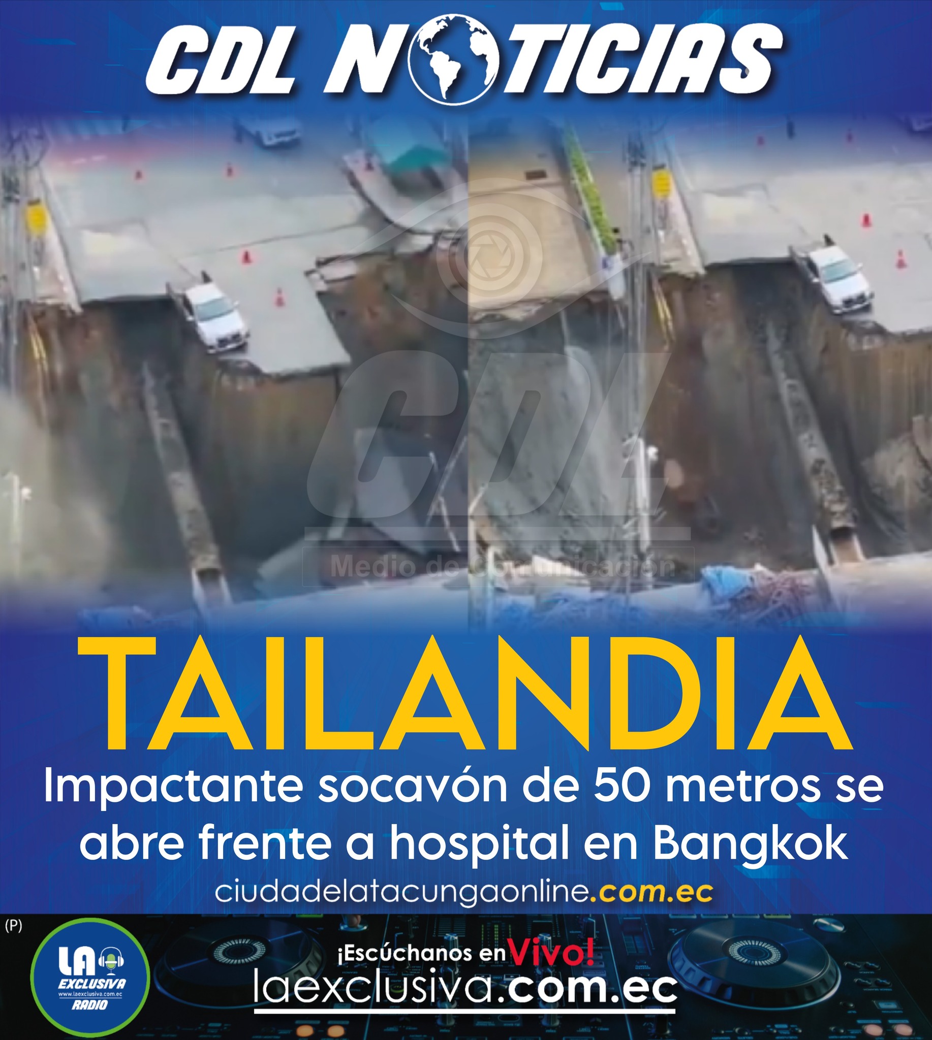Tailandia: Impactante socavón de 50 metros se abre frente a hospital en Bangkok