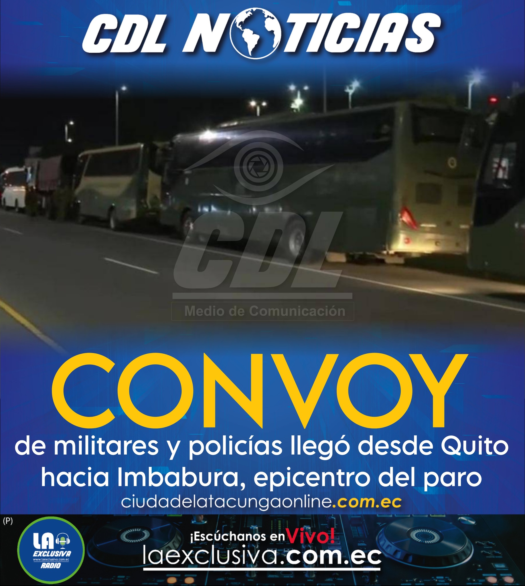 Convoy de militares y policías llegó desde Quito hacia Imbabura, epicentro del paro