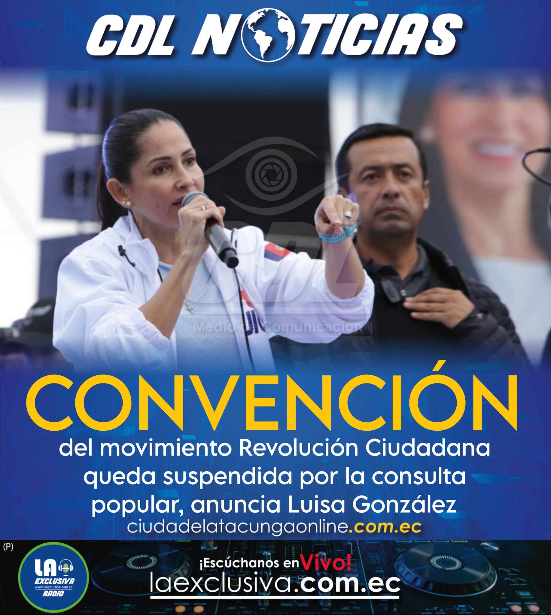 La convención del movimiento Revolución Ciudadana queda suspendida por la consulta popular, anuncia Luisa González