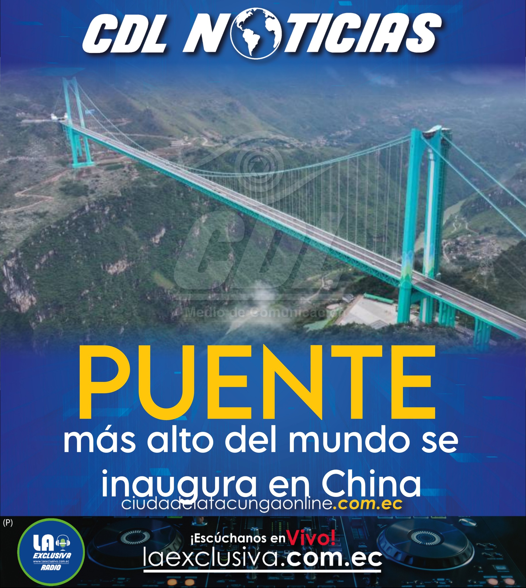 Puente más alto del mundo se inaugura en China