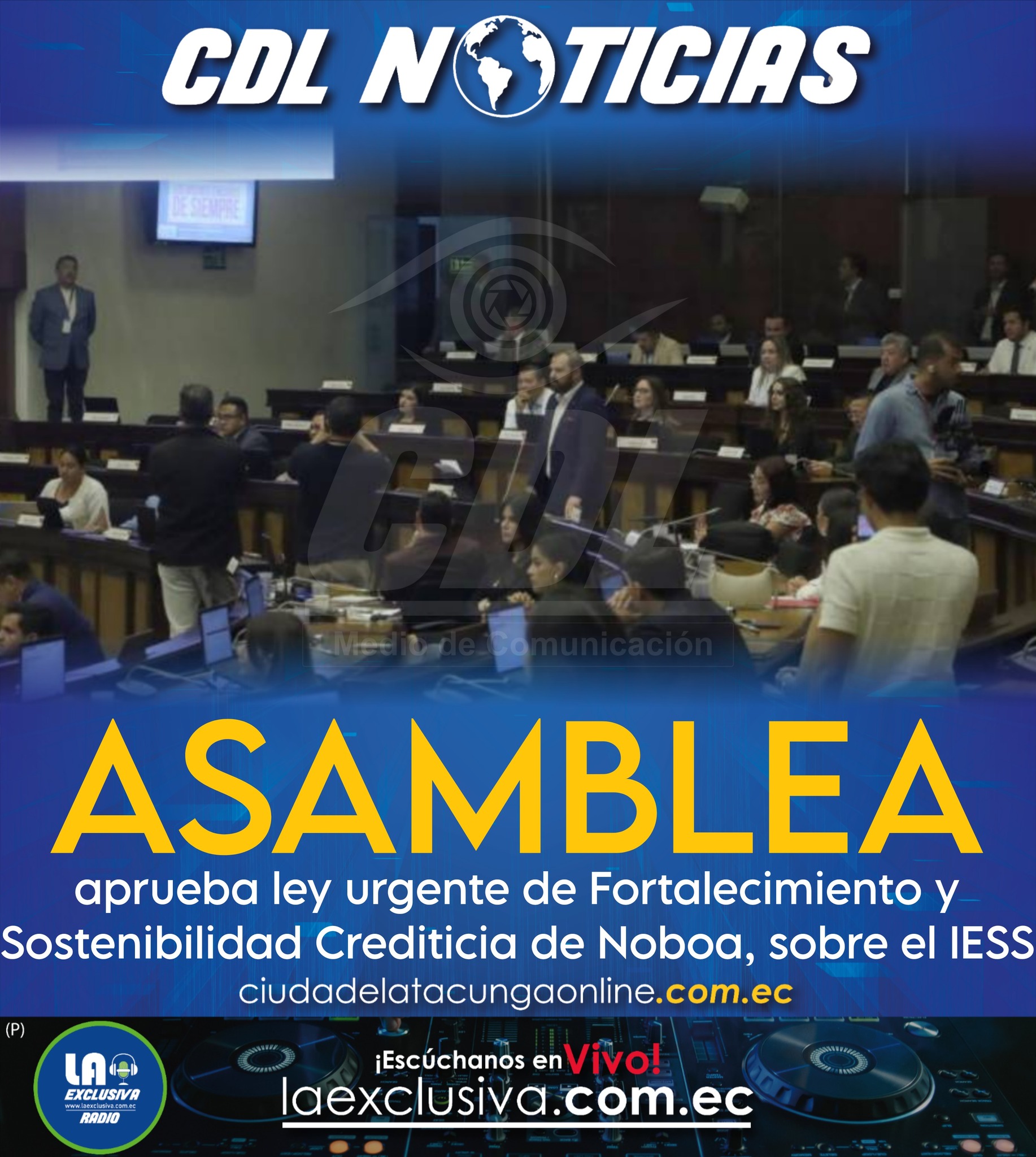 Asamblea aprueba ley urgente de Fortalecimiento y Sostenibilidad Crediticia de Noboa, sobre el IESS