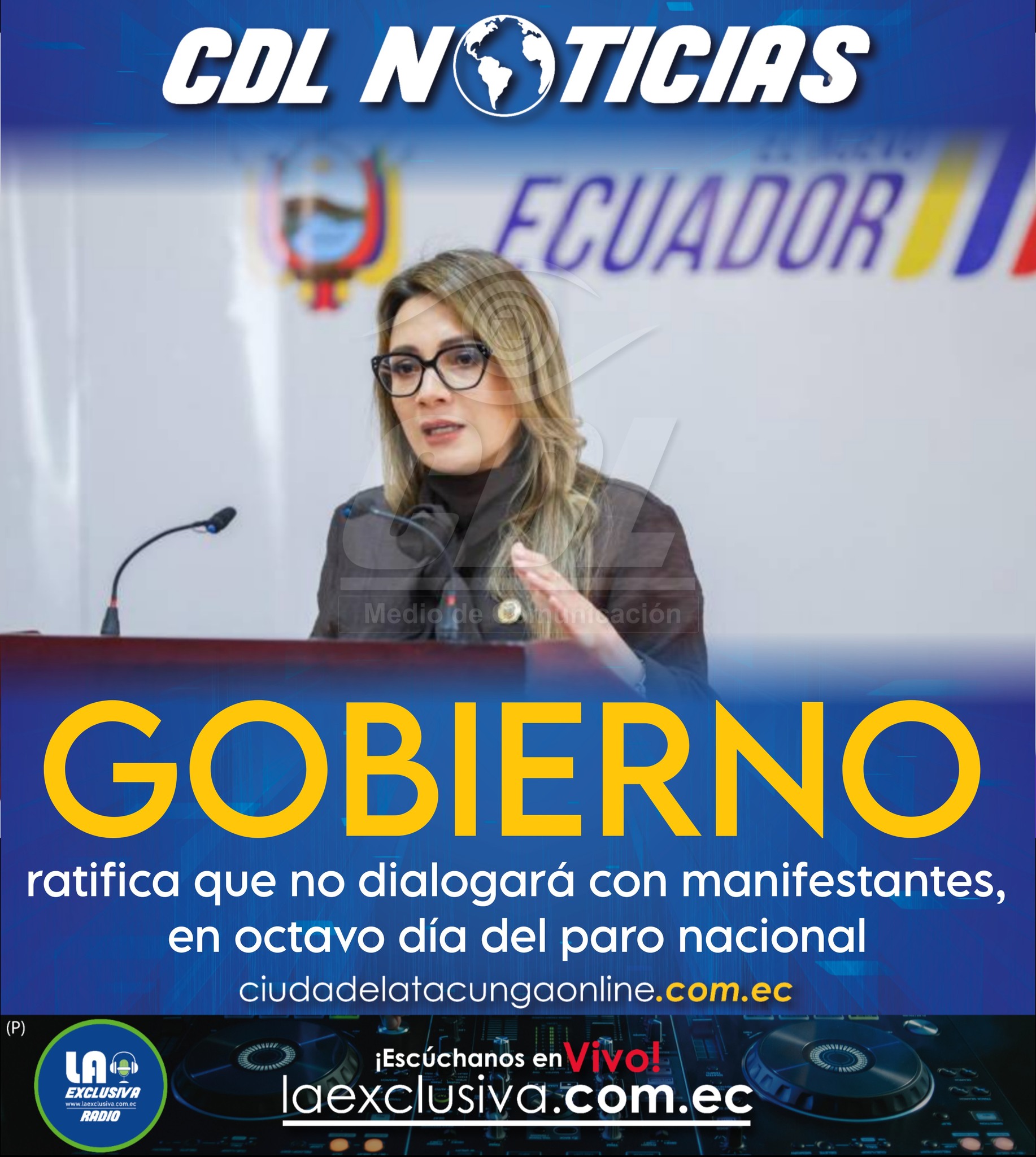 El Gobierno ratifica que no dialogará con manifestantes, en octavo día del paro nacional