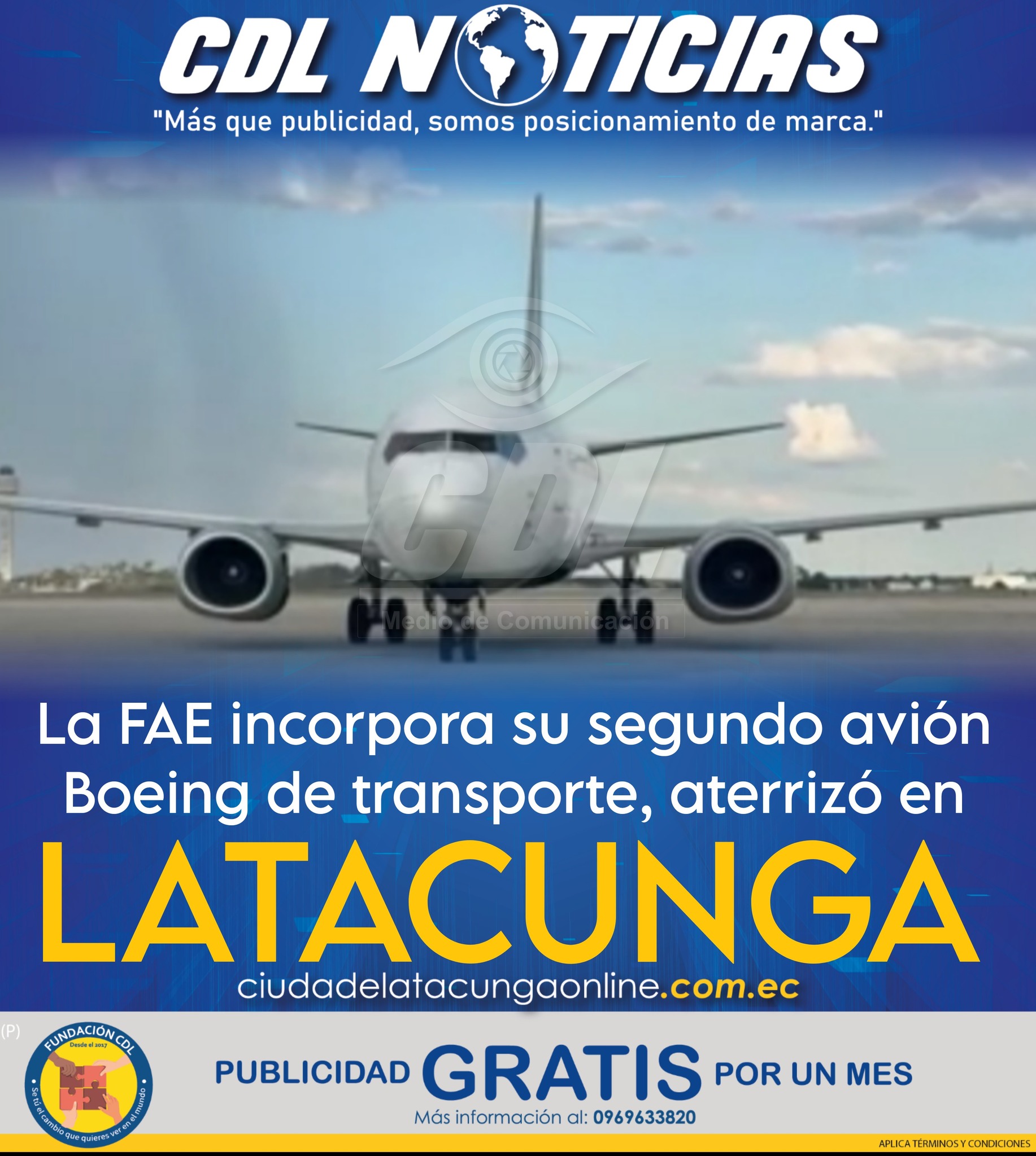 La FAE incorpora su segundo avión Boeing de transporte, aterrizó en Latacunga