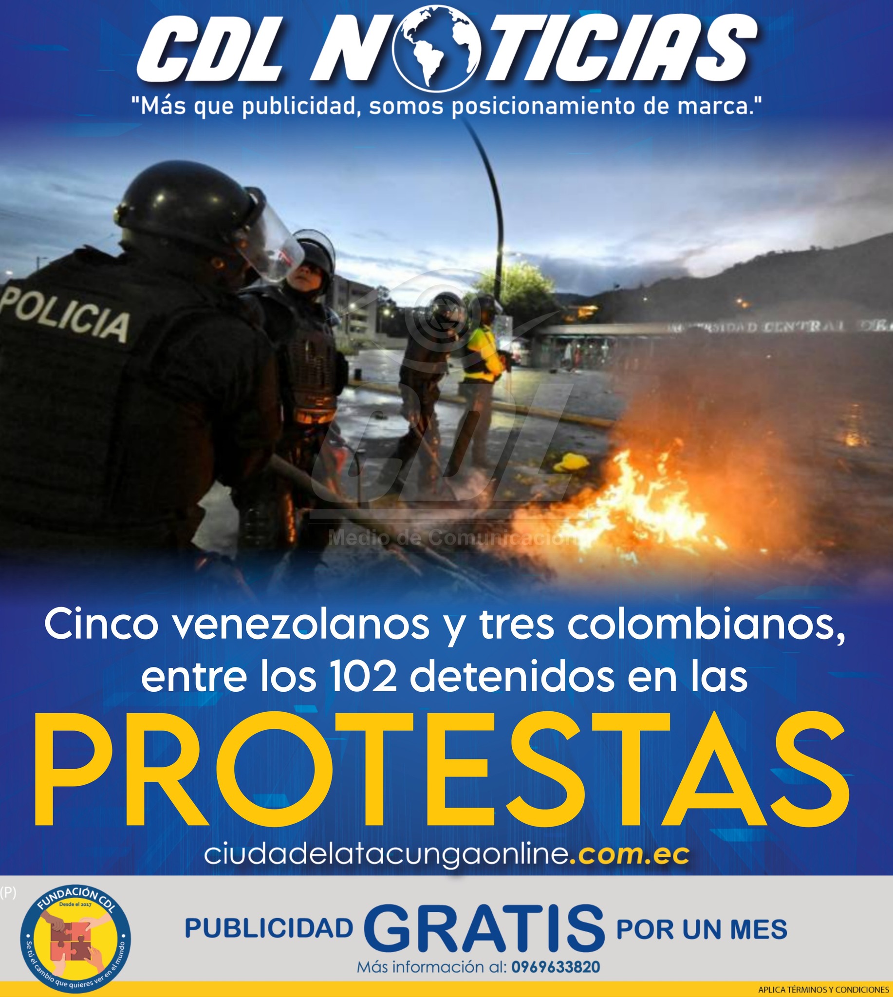 Cinco venezolanos y tres colombianos, entre los 102 detenidos en las protestas