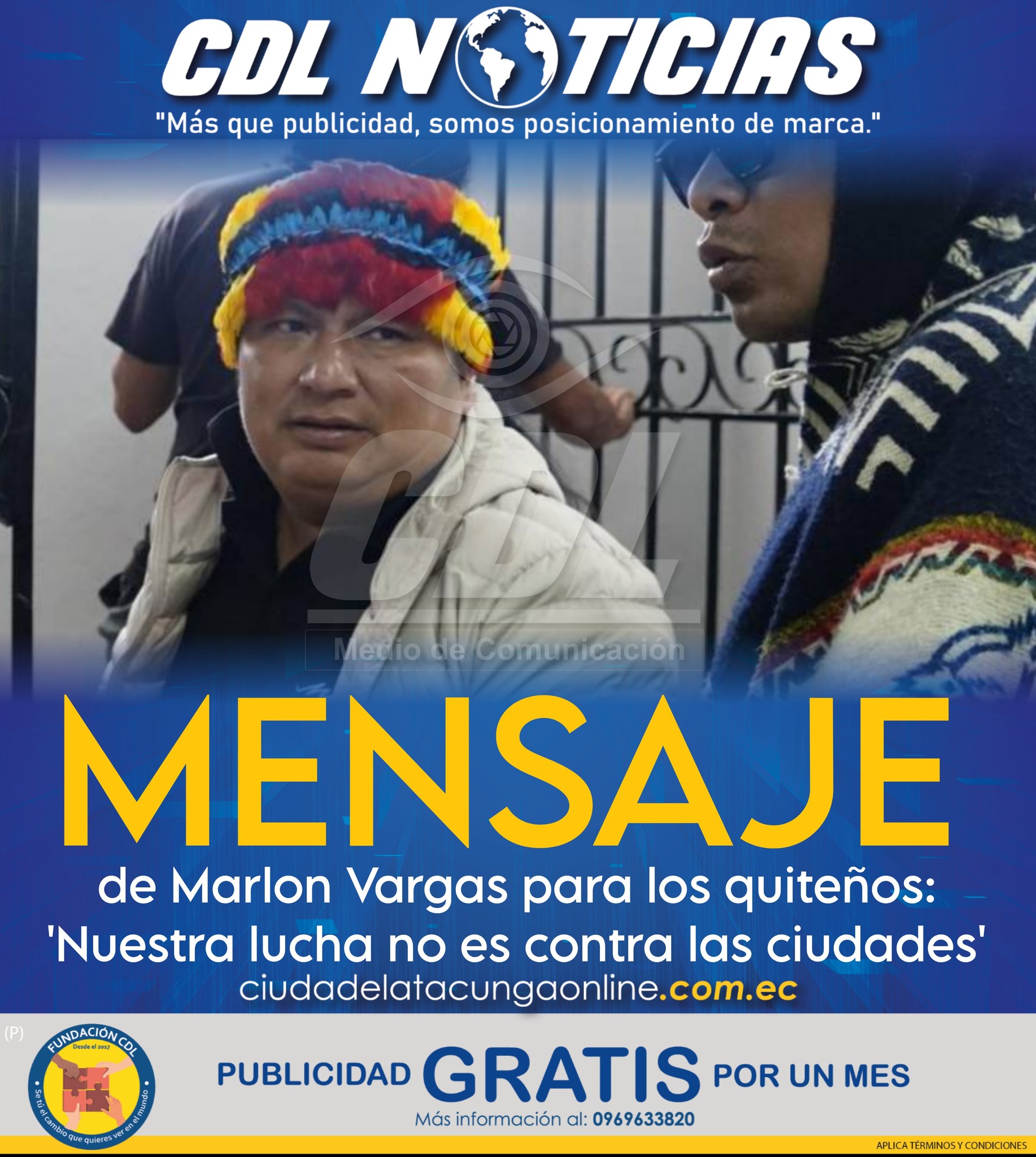 El mensaje de Marlon Vargas para los quiteños: ‘Nuestra lucha no es contra las ciudades’