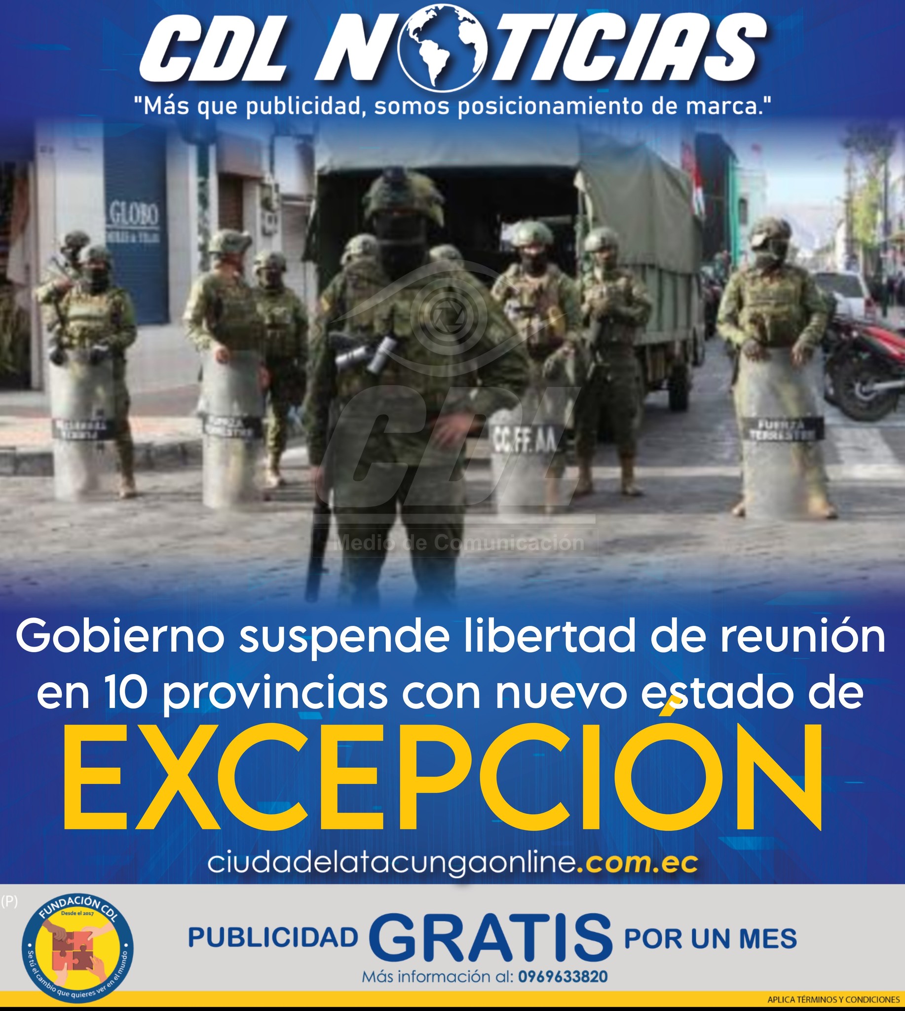 Gobierno suspende libertad de reunión en 10 provincias con nuevo estado de excepción