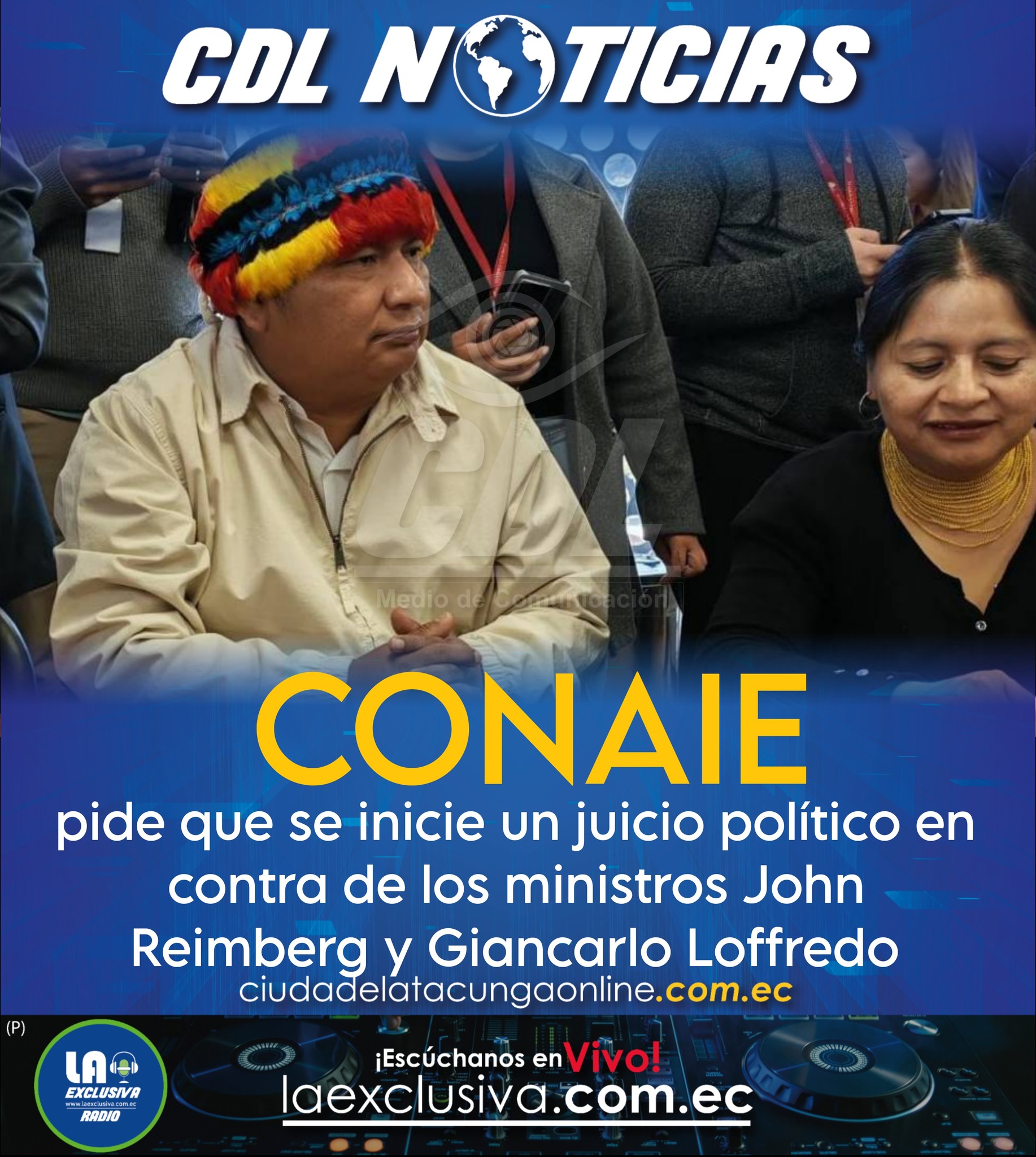 Conaie pide que se inicie un juicio político en contra de los ministros John Reimberg y Giancarlo Loffredo