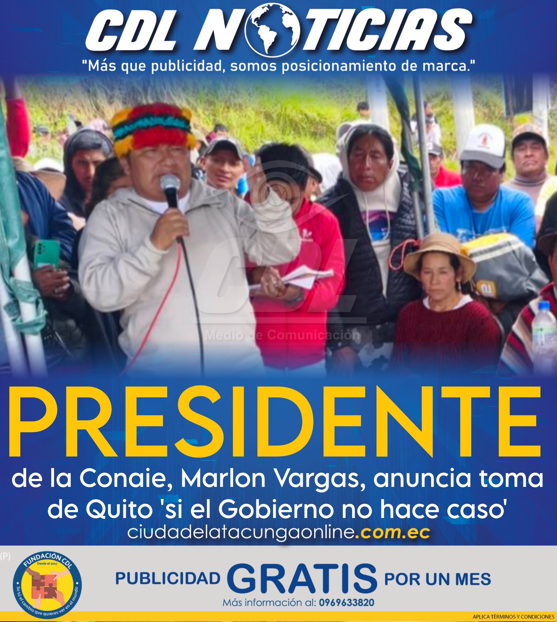 Presidente de la Conaie, Marlon Vargas, anuncia toma de Quito ‘si el Gobierno no hace caso’