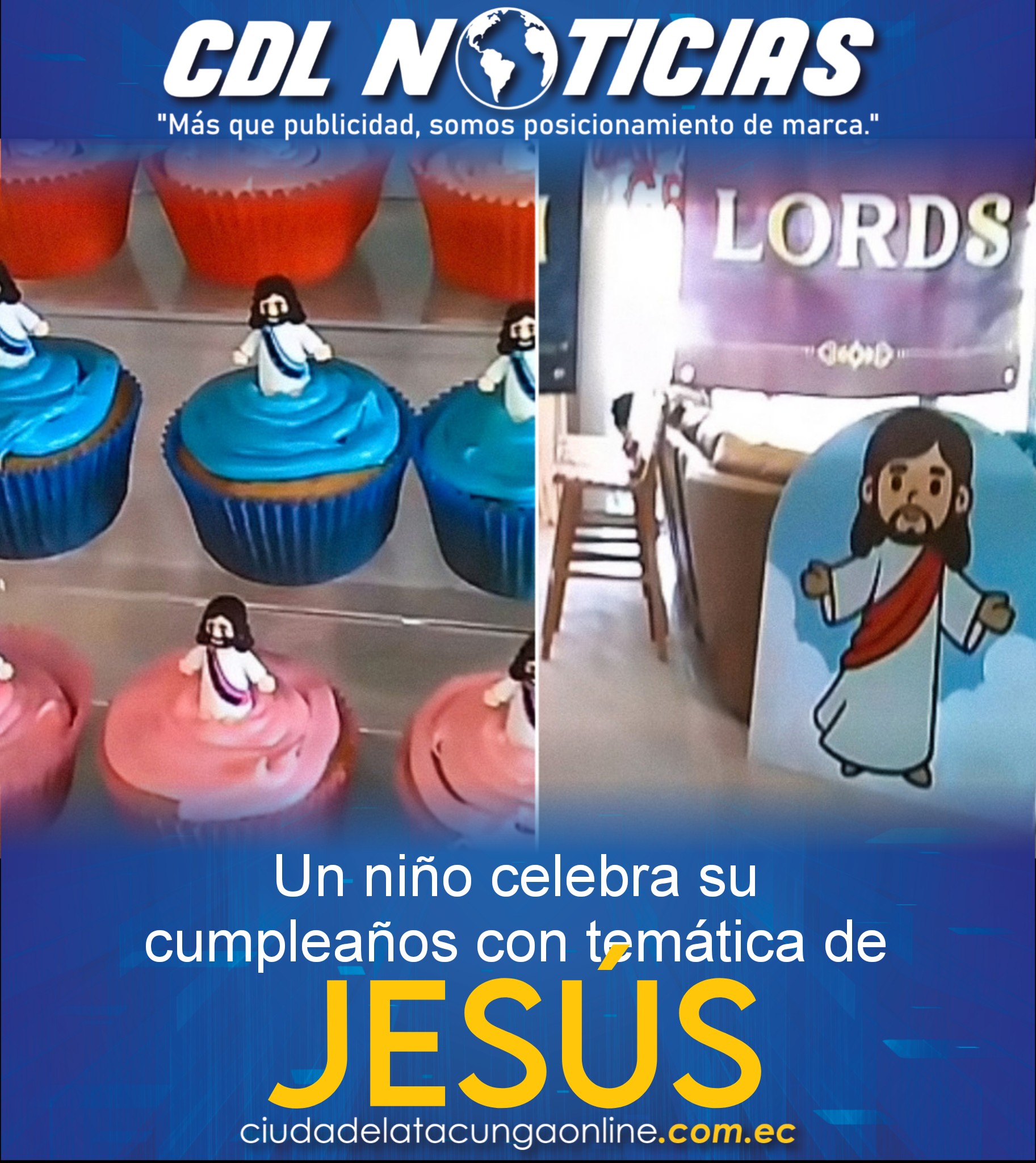 Un niño celebra su cumpleaños con temática de Jesús