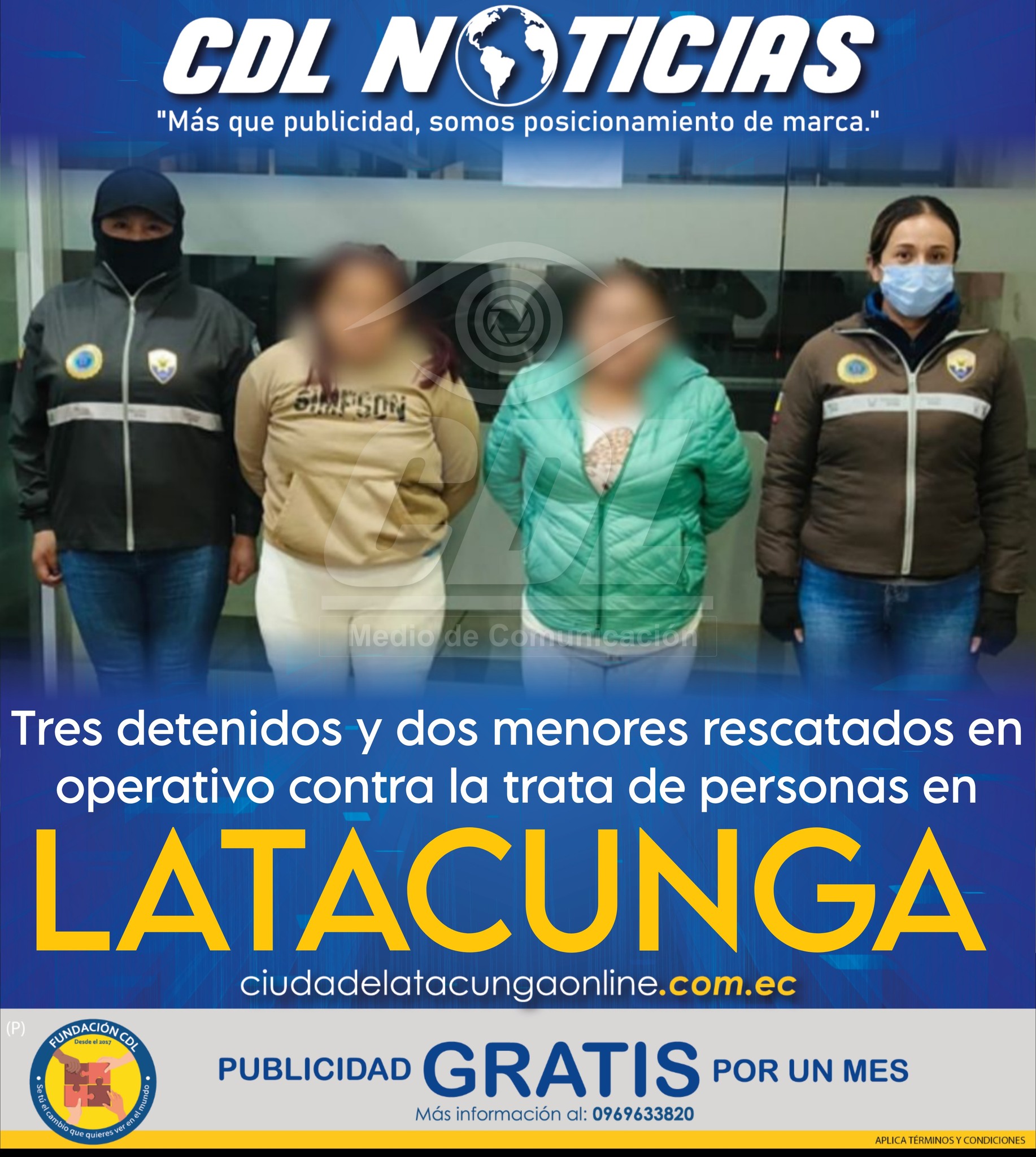 Tres detenidos y dos menores rescatados en operativo contra la trata de personas en Latacunga