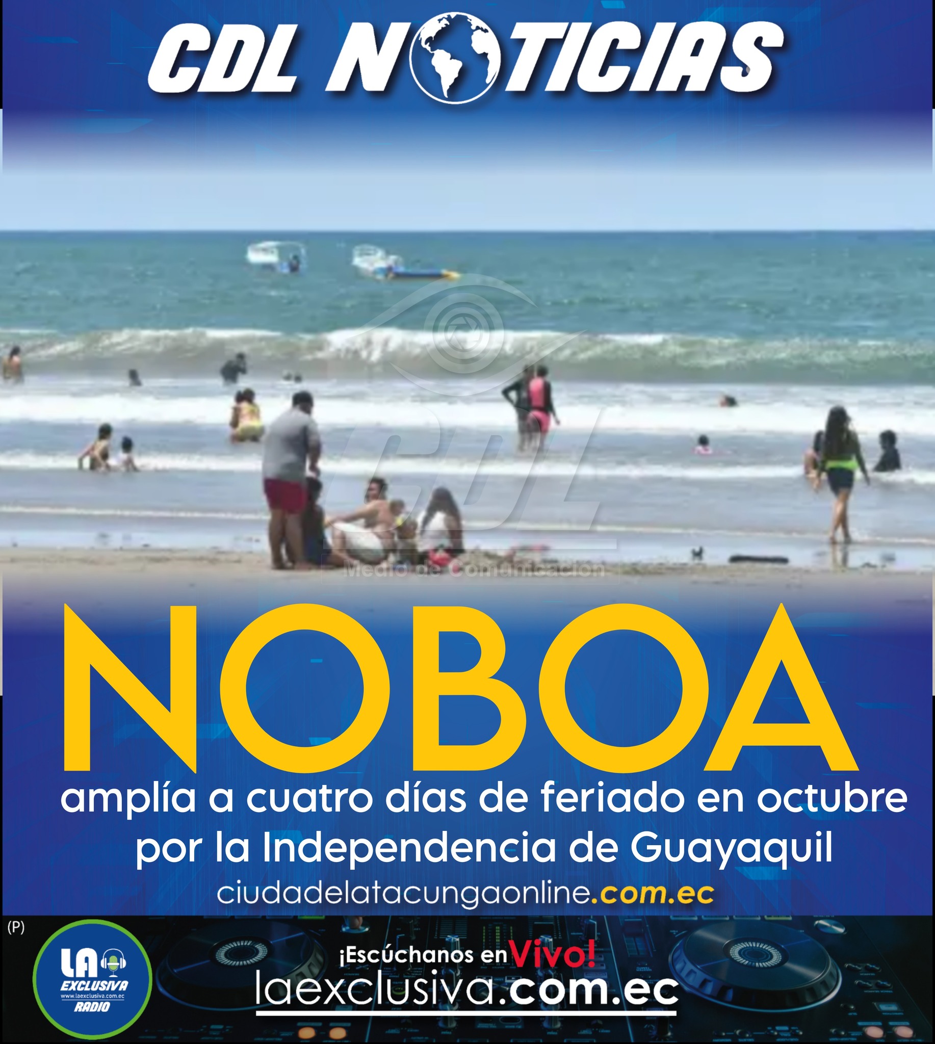 Daniel Noboa amplía a cuatro días de feriado en octubre por la Independencia de Guayaquil