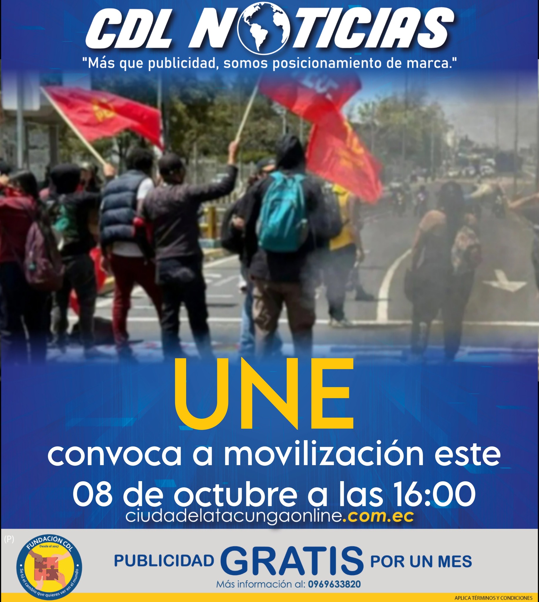 UNE convoca a movilización este 08 de octubre a las 16:00