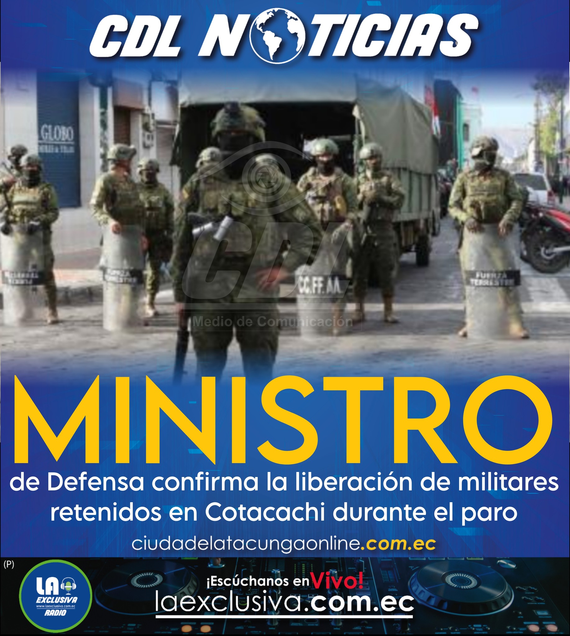 Ministro de Defensa confirma la liberación de militares retenidos en Cotacachi durante el paro