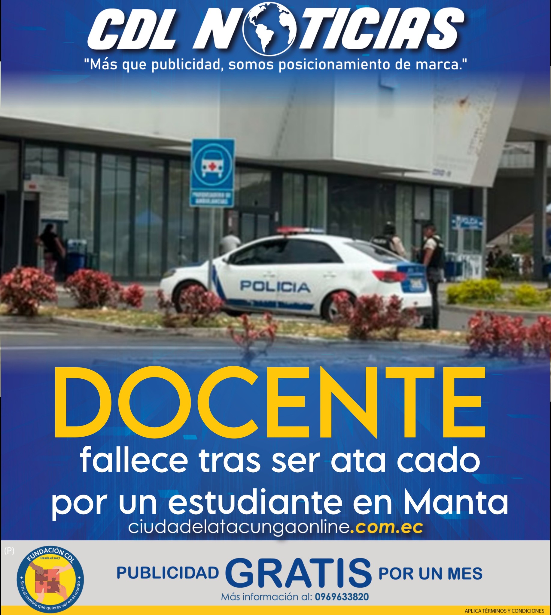 Docente fallece tras ser atacado por un estudiante en Manta