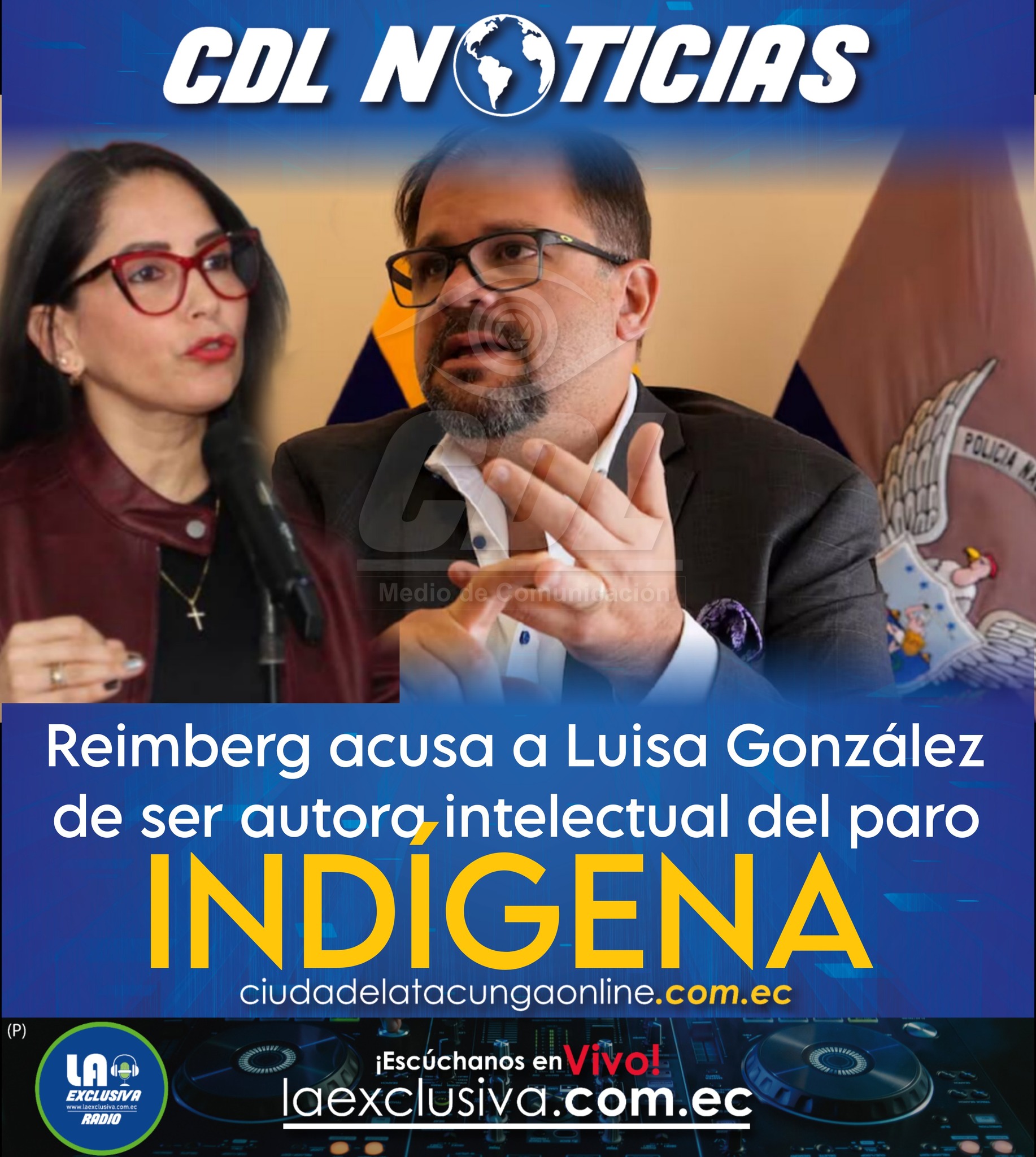 Reimberg acusa a Luisa González de ser autora intelectual del paro indígena