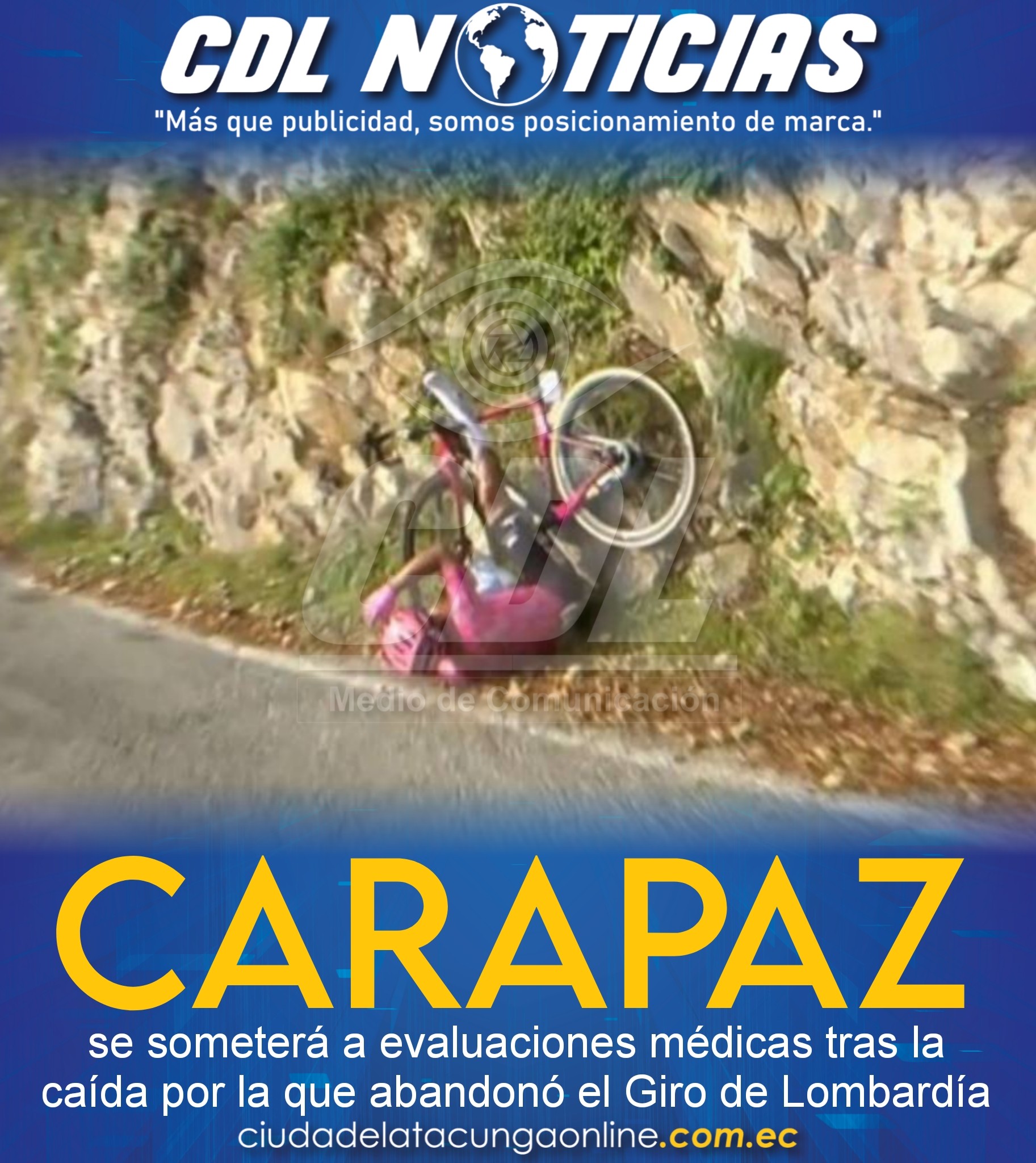 Richard Carapaz se someterá a evaluaciones médicas tras la caída por la que abandonó el Giro de Lombardía