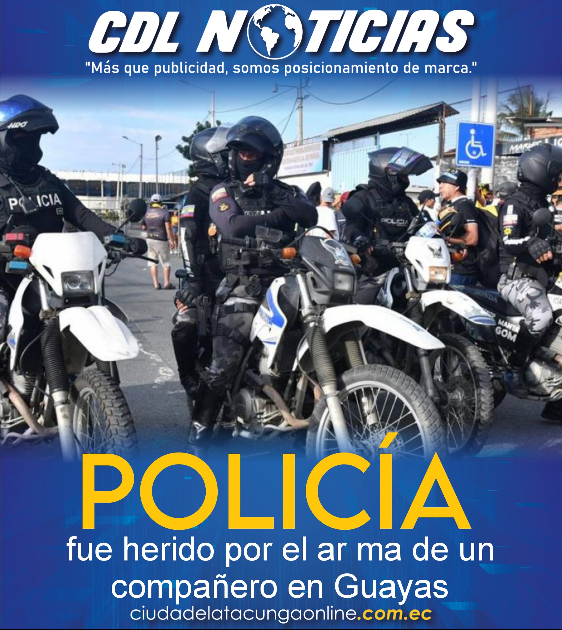 Un policía fue herido por el ar ma de un compañero en Guayas