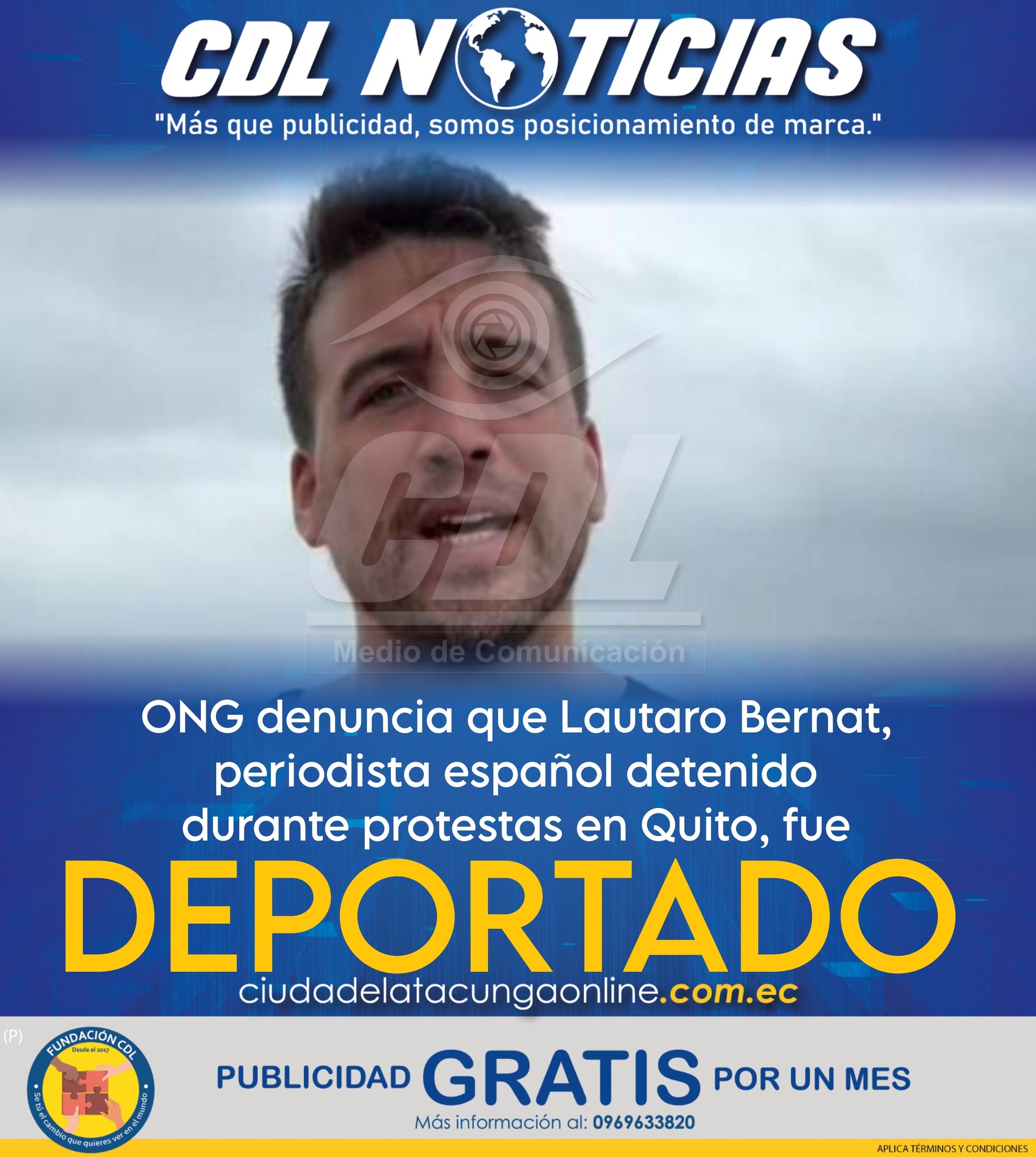 ONG denuncia que Lautaro Bernat, periodista español detenido durante protestas en Quito, fue deportado