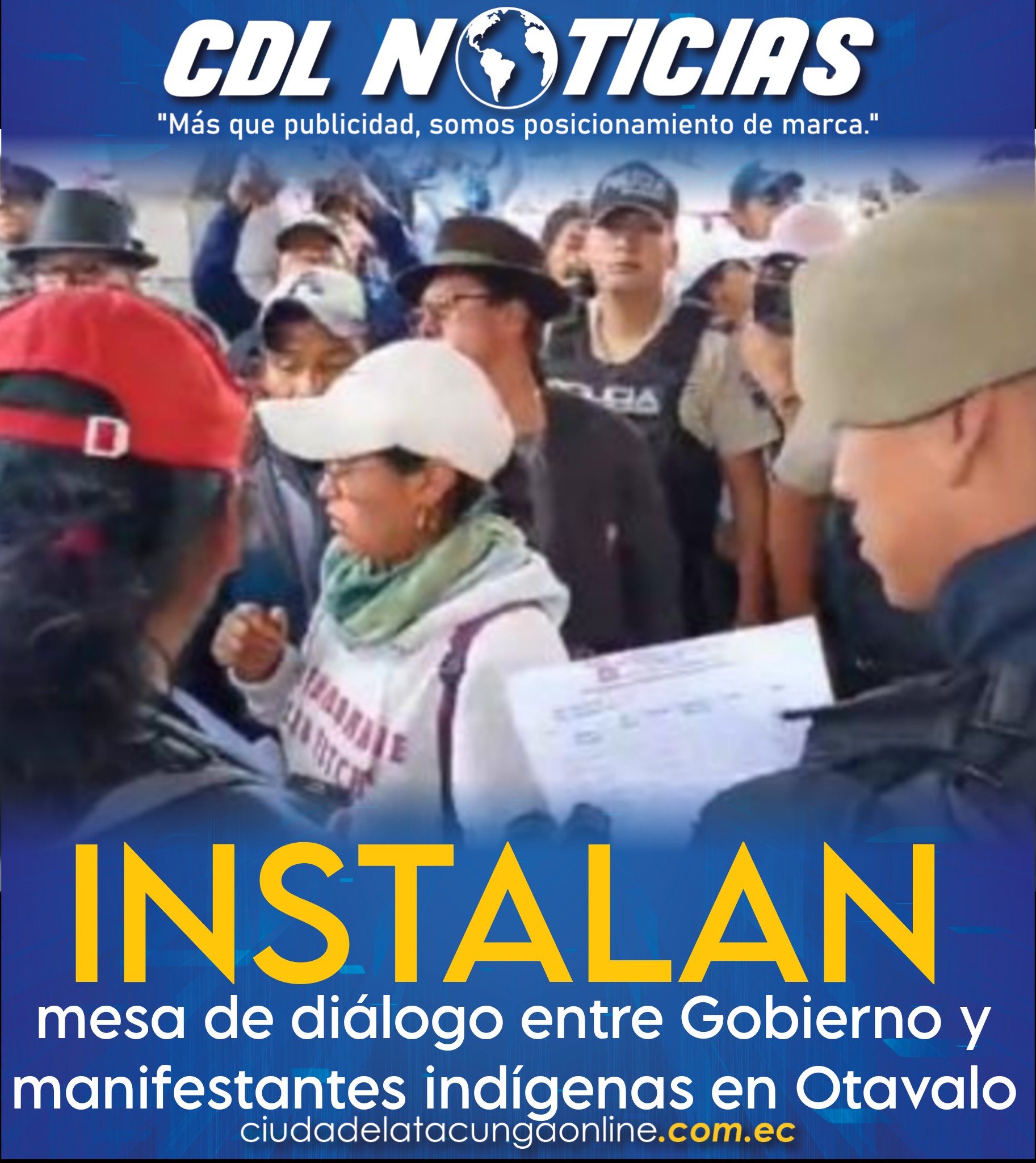 Instalan mesa de diálogo entre Gobierno y manifestantes indígenas en Otavalo, Imbabura