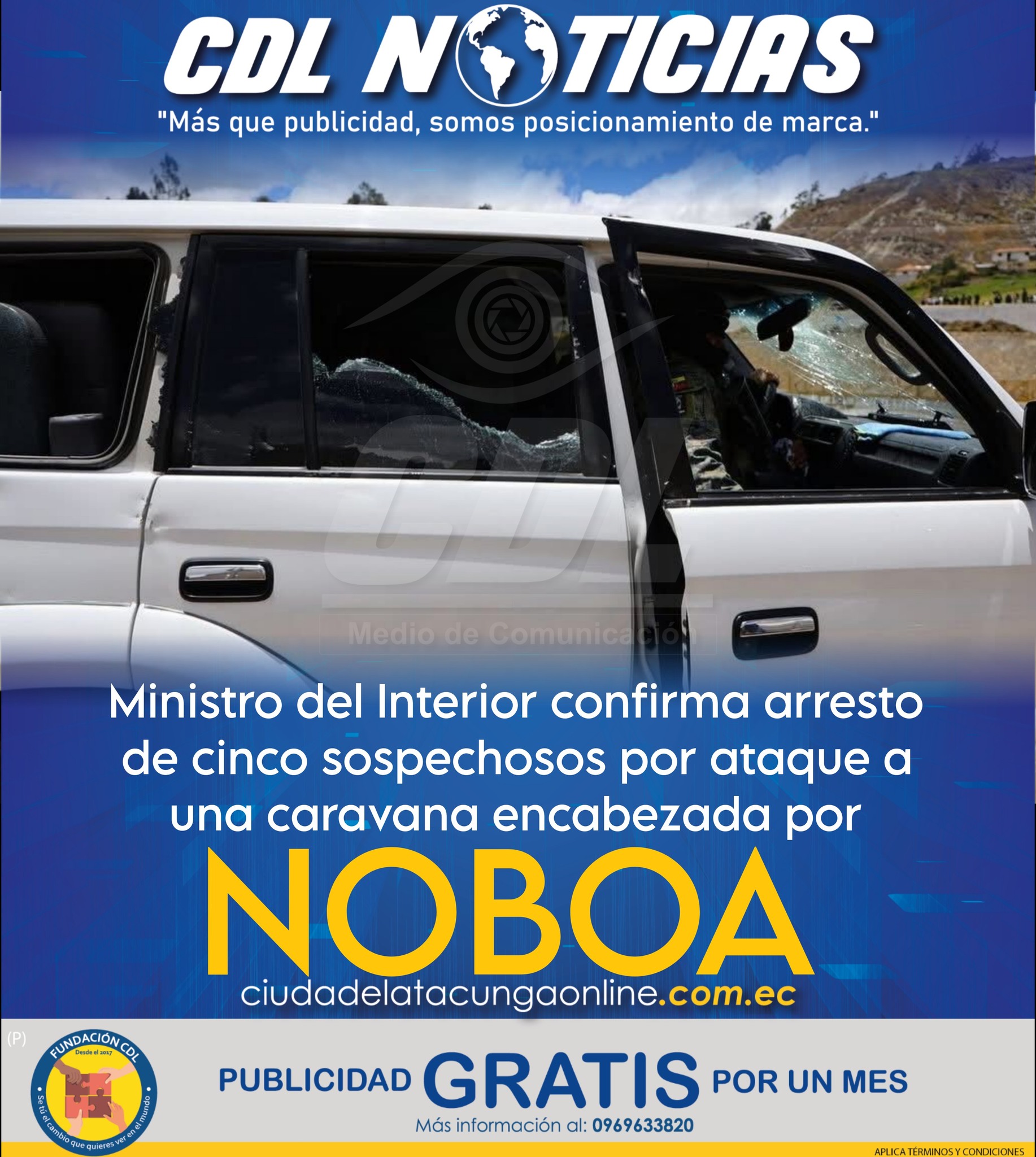 Ministro del Interior confirma arresto de cinco sospechosos por ataque a una caravana encabezada por Daniel Noboa en Tambo