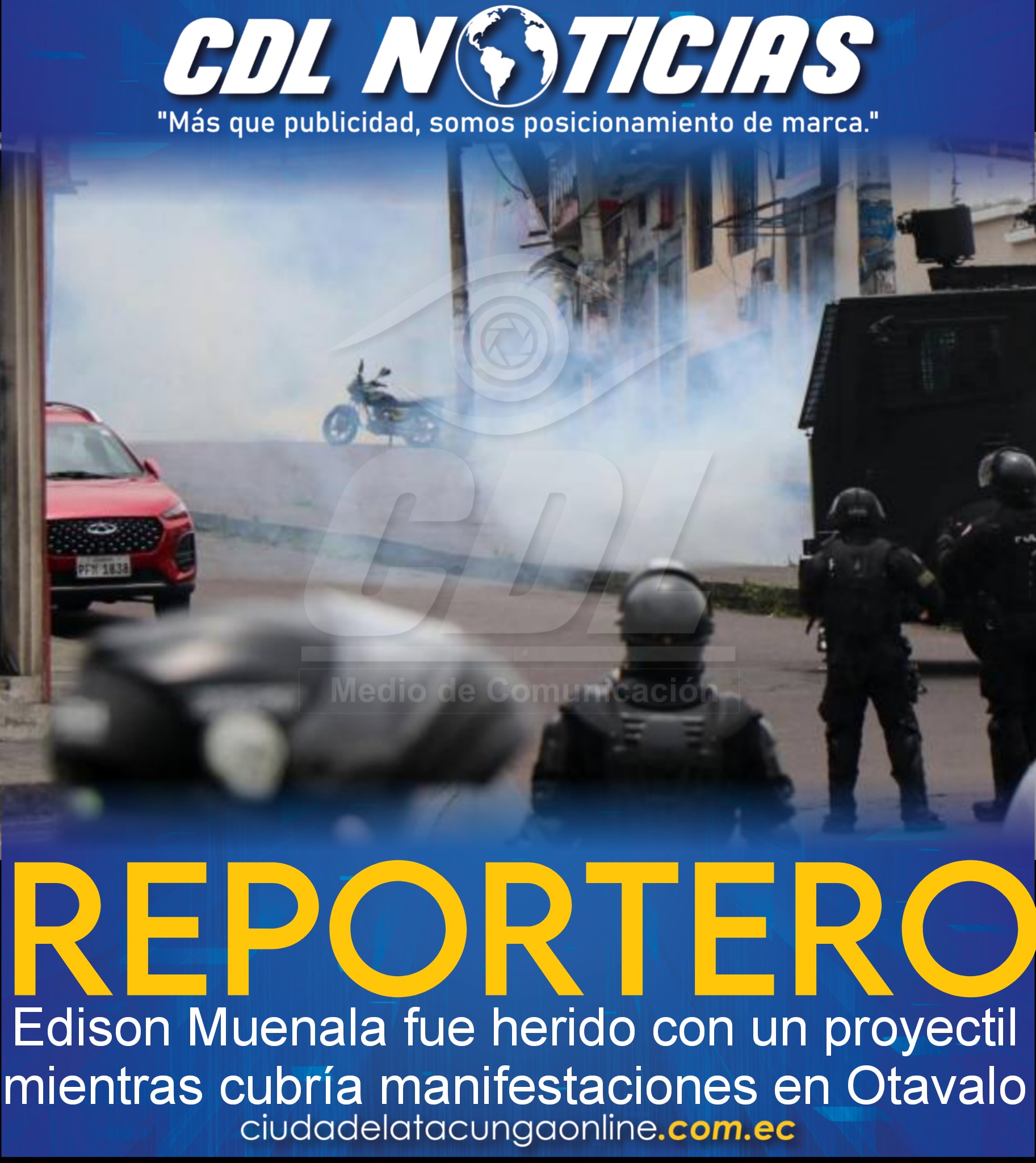 Reportero Edison Muenala fue herido con un proyectil mientras cubría manifestaciones en Otavalo