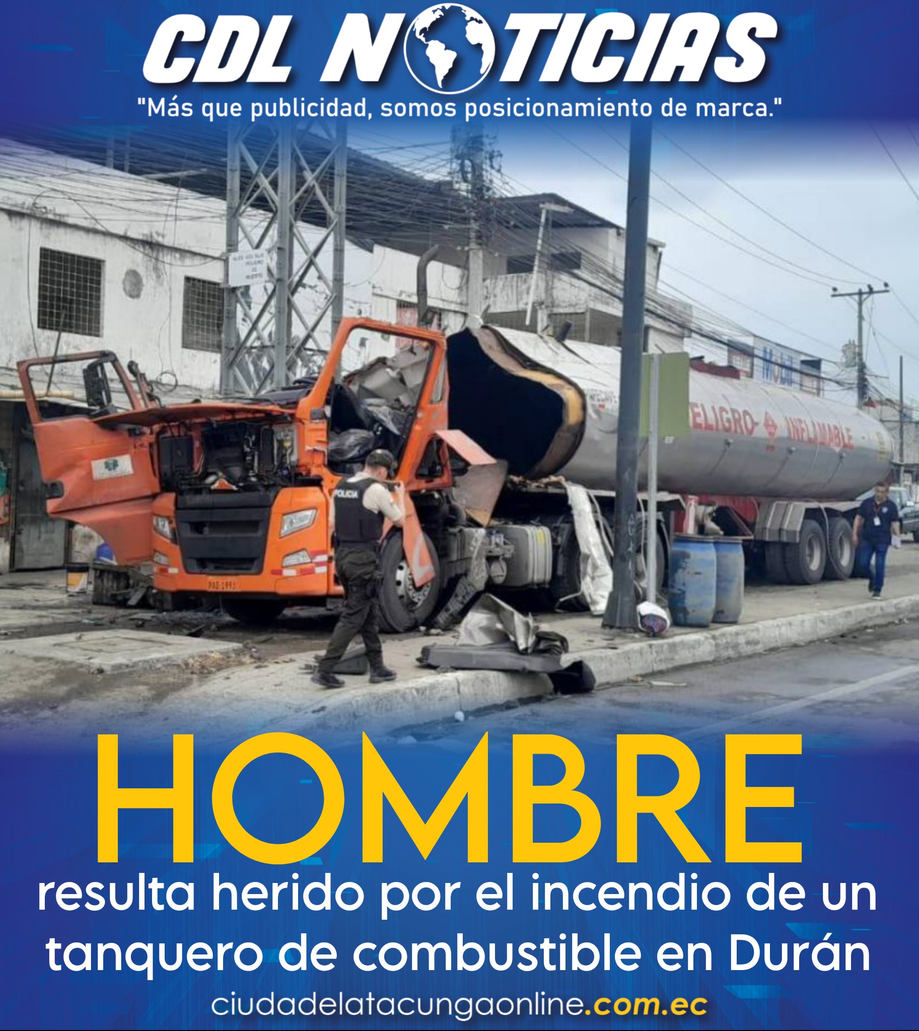 Un hombre resulta herido por el incendio de un tanquero de combustible en Durán