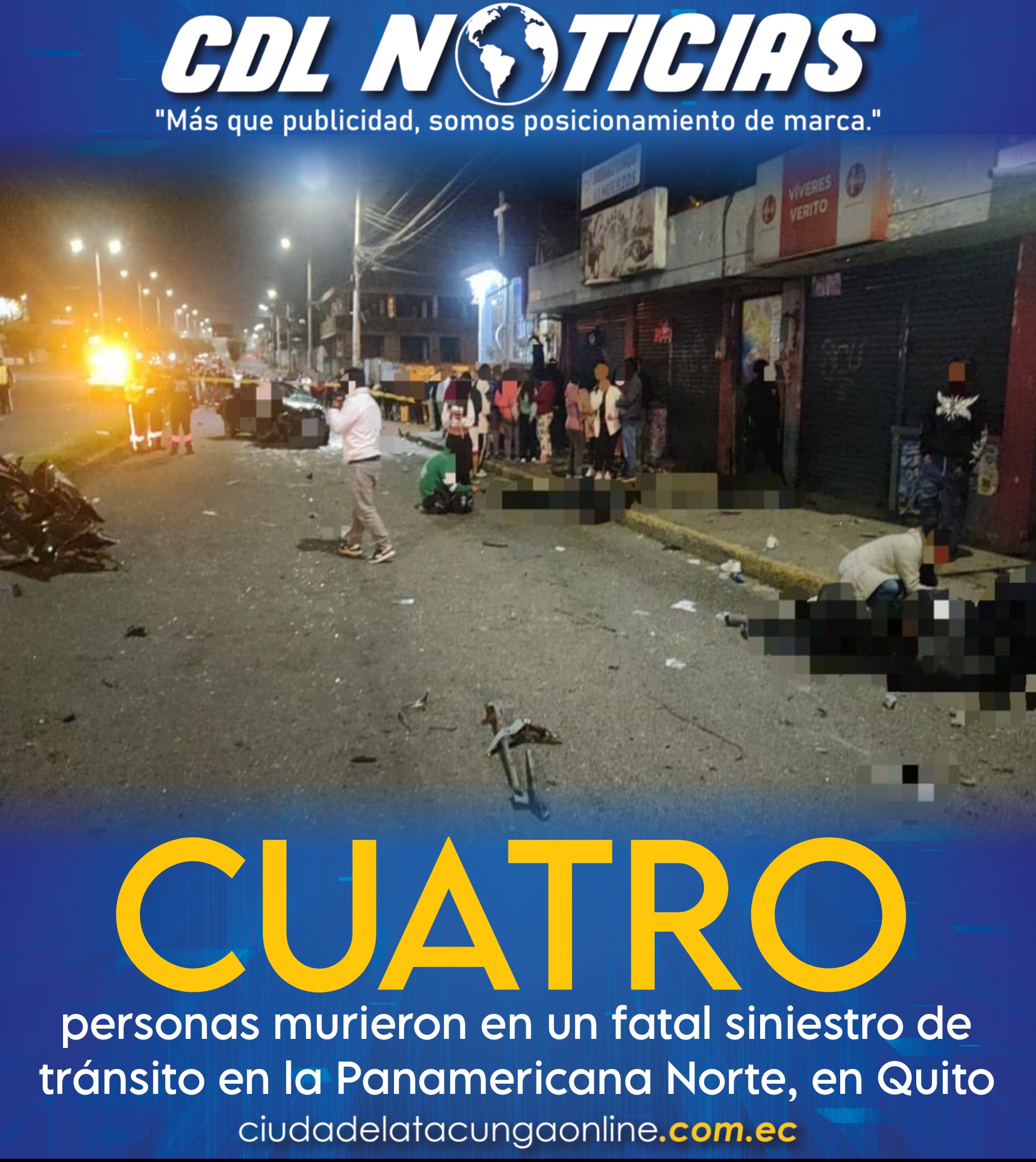 Cuatro personas murieron en un fatal siniestro de tránsito en la Panamericana Norte, en Quito