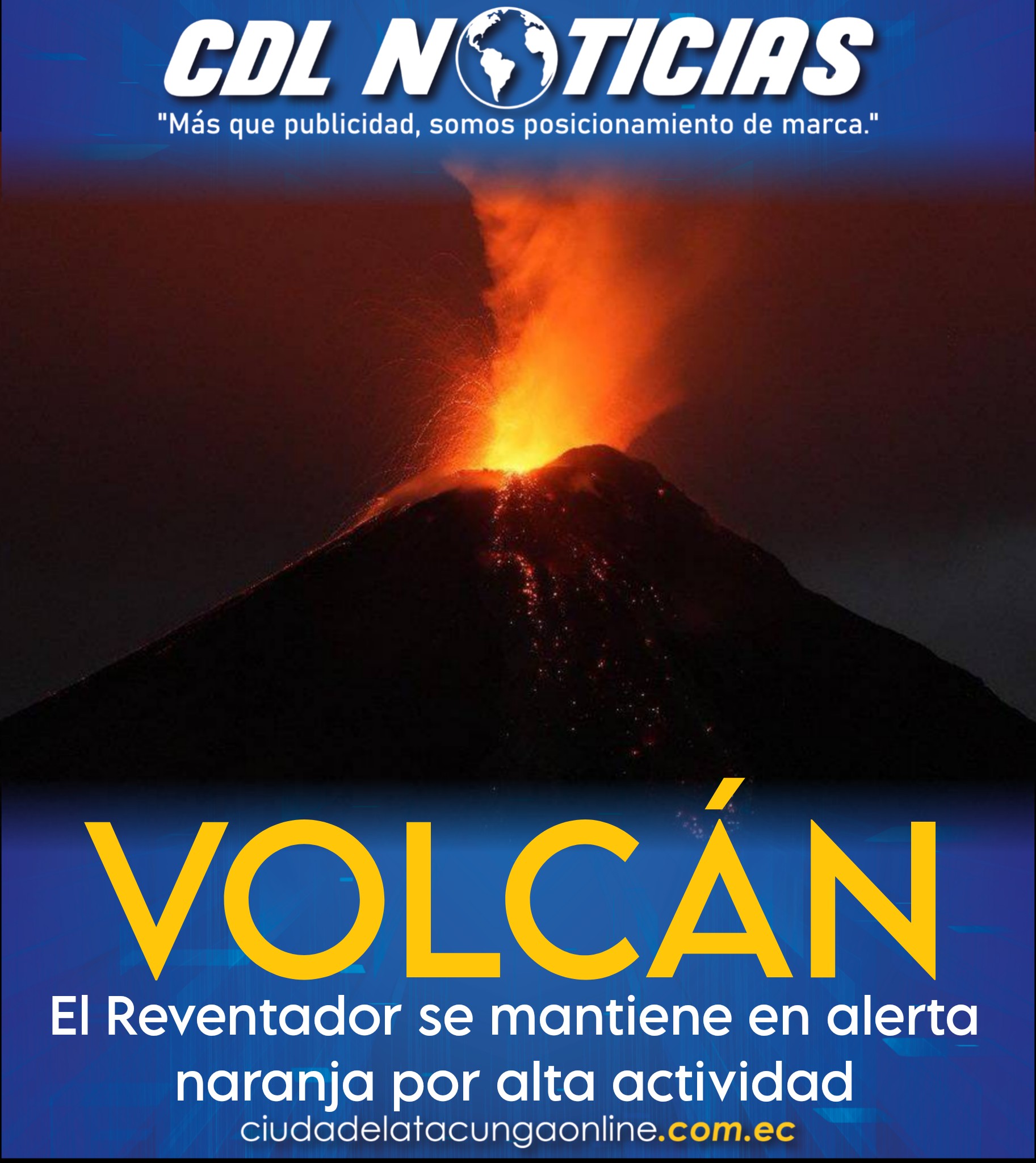 El volcán El Reventador se mantiene en alerta naranja por alta actividad