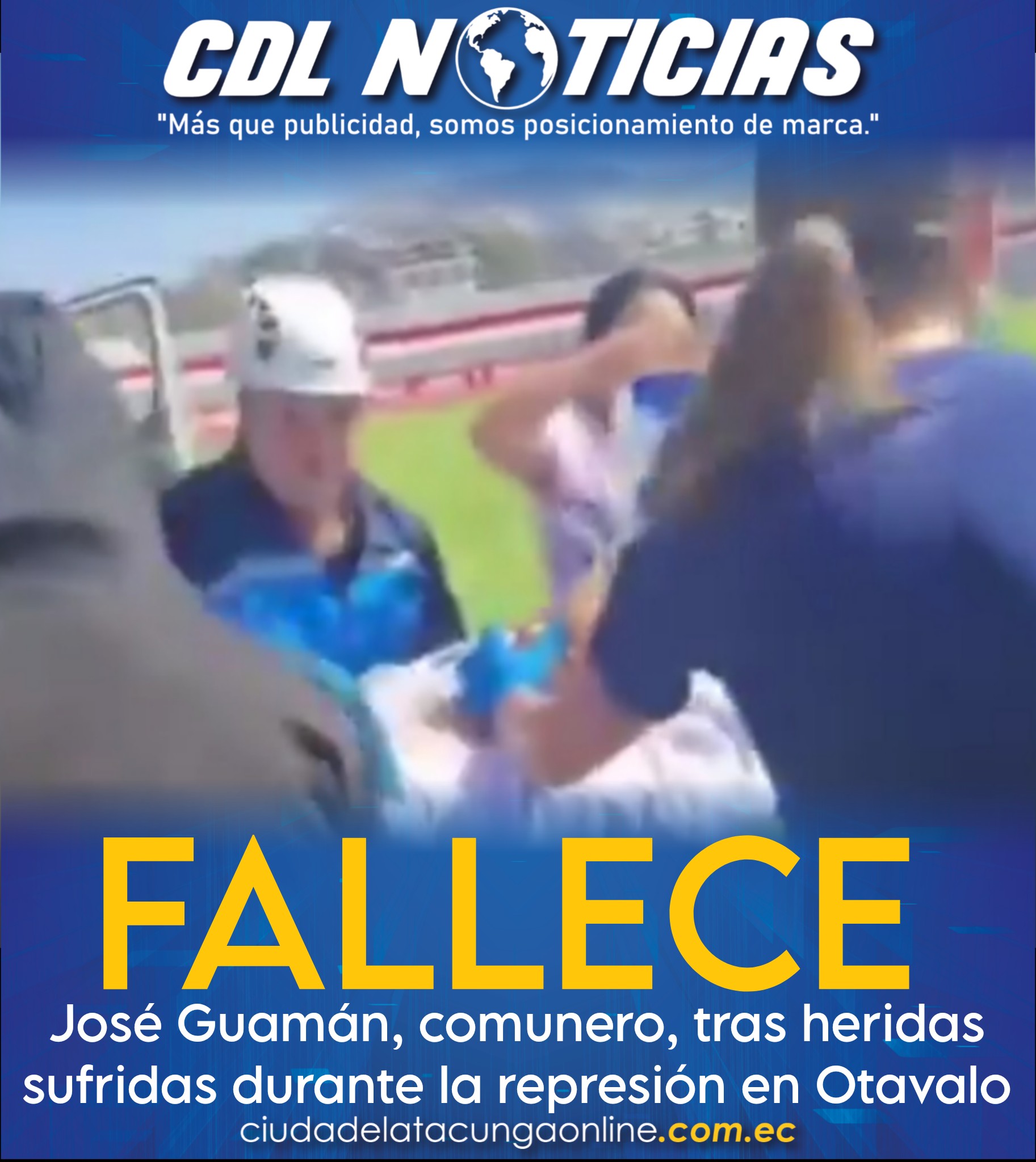 Fallece José Guamán, comunero, tras heridas sufridas durante la represión en Otavalo