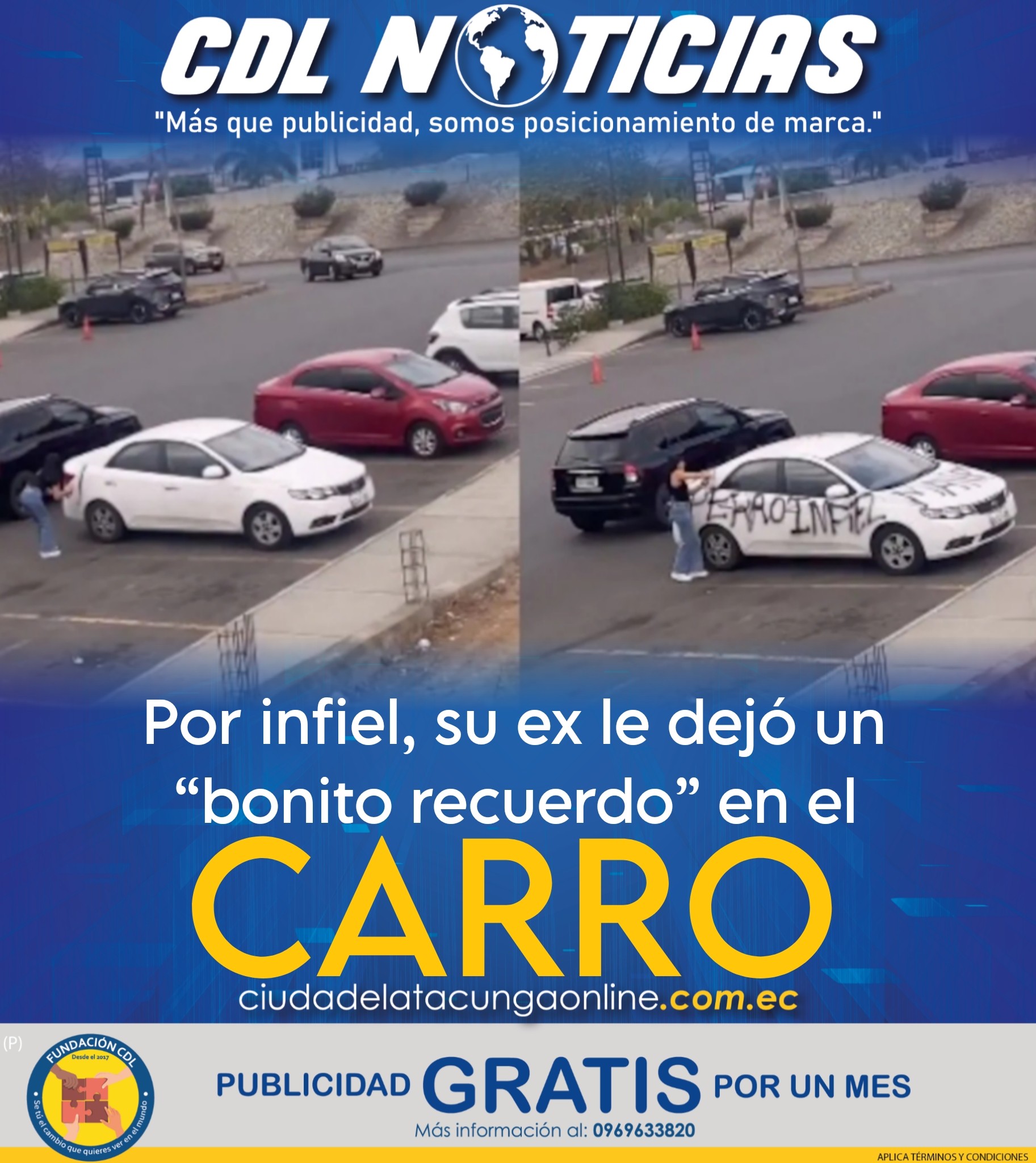 Por infiel, su ex le dejó un “bonito recuerdo” en el carro